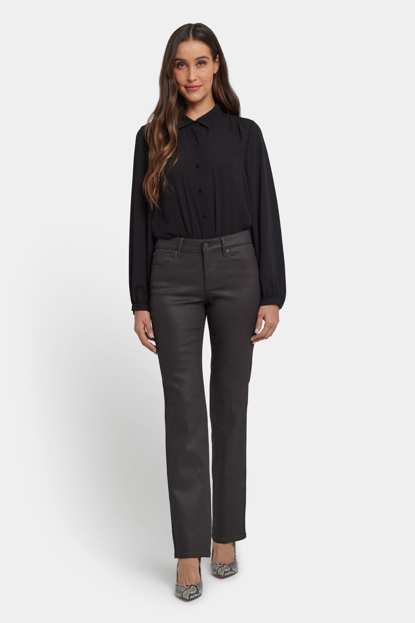 Coated Marilyn Straight Jeans - Vintage Barnwood Coated