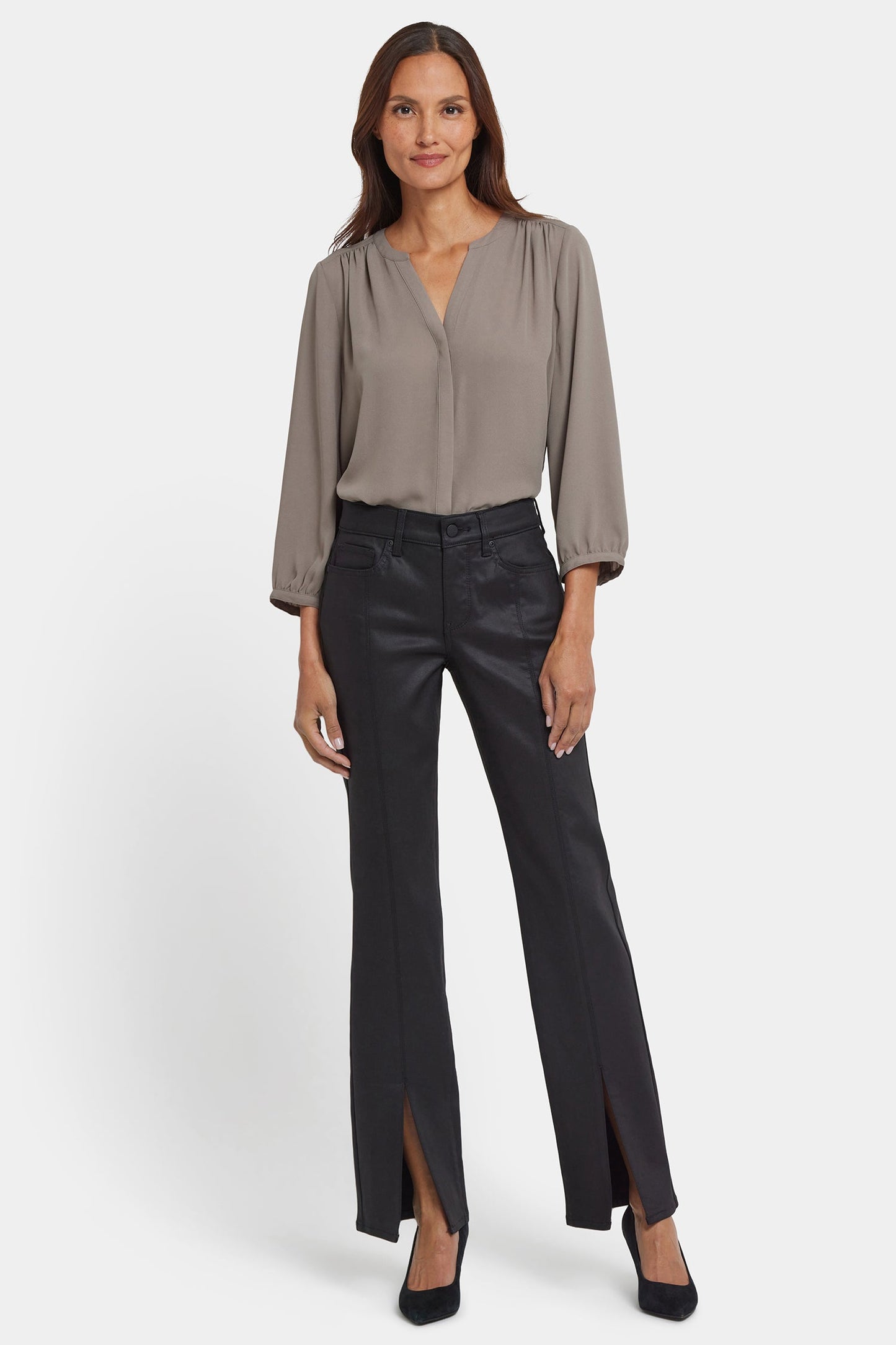 Coated Marilyn Straight Jeans - Black Coated