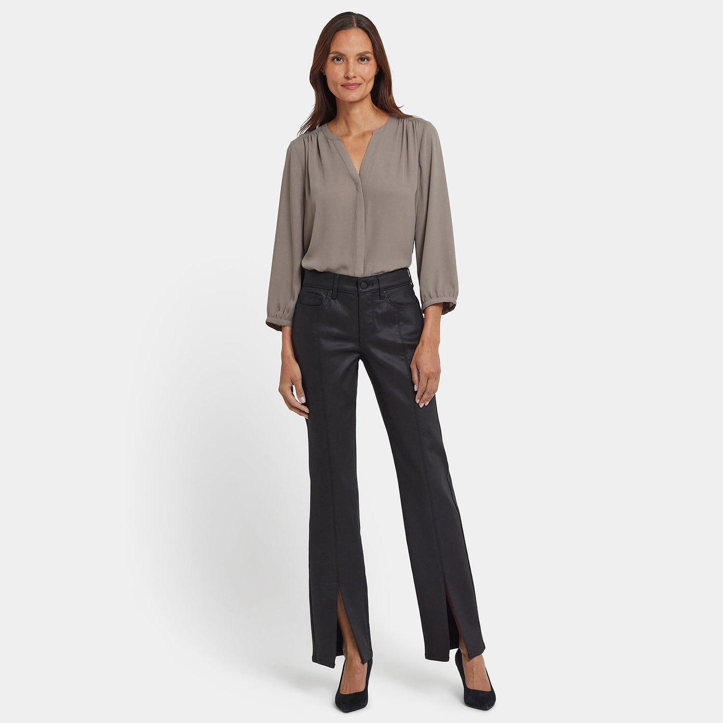 Coated Marilyn Straight Jeans - Black Coated