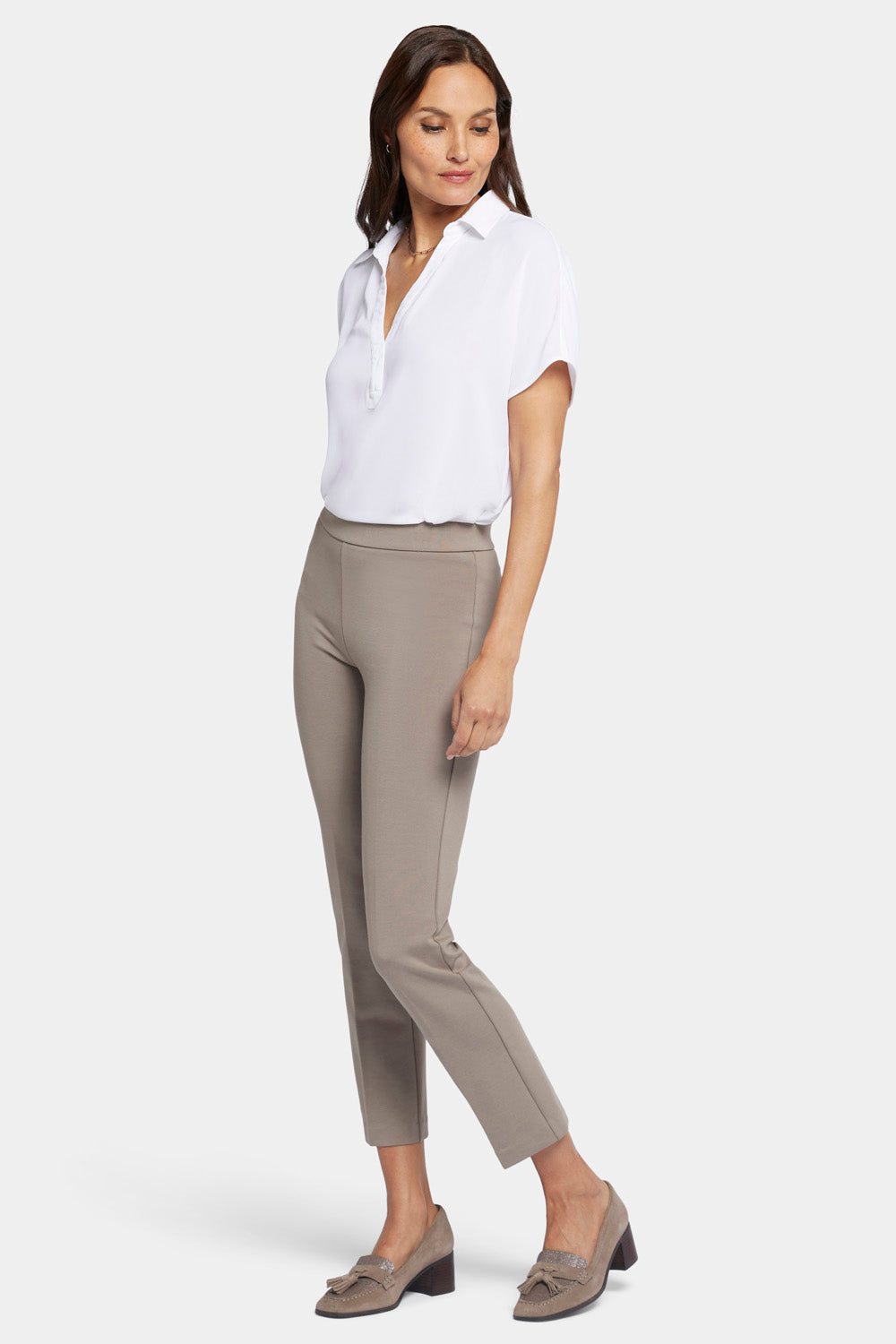 Pull-On Straight Ankle Trouser Pants - Saddlewood