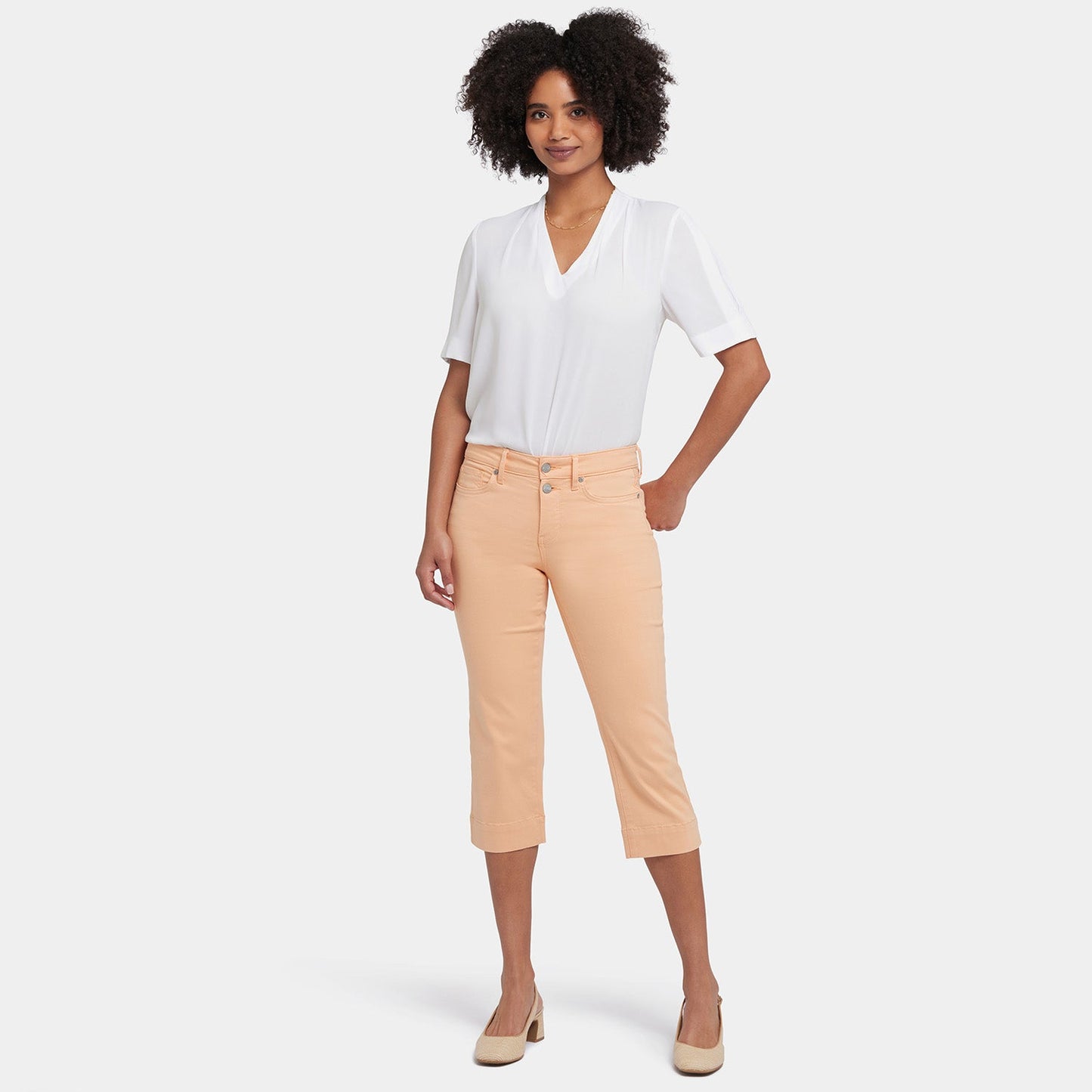 Marilyn Straight Crop Jeans - Apricot Nectar