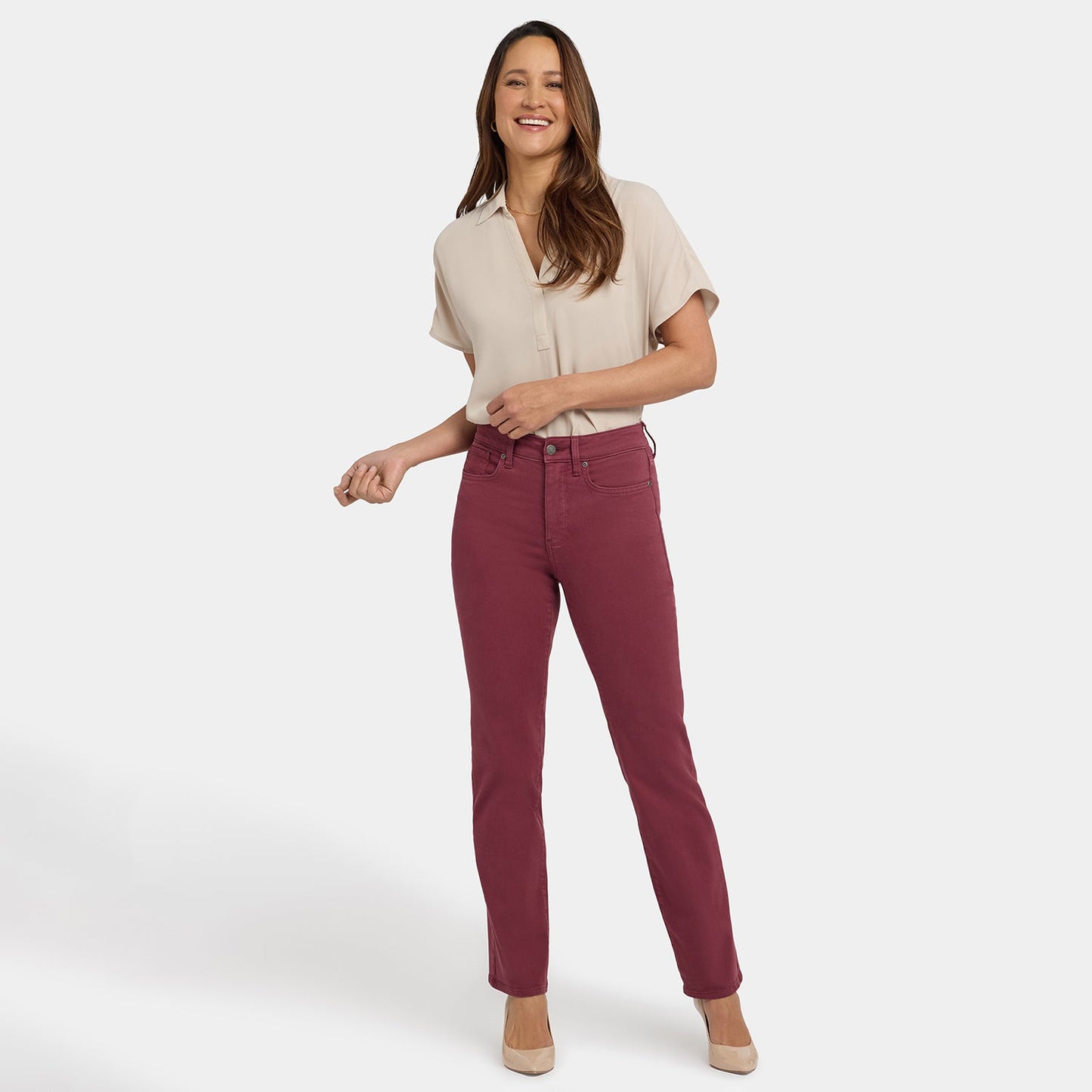 Marilyn Straight Jeans - True Burgundy