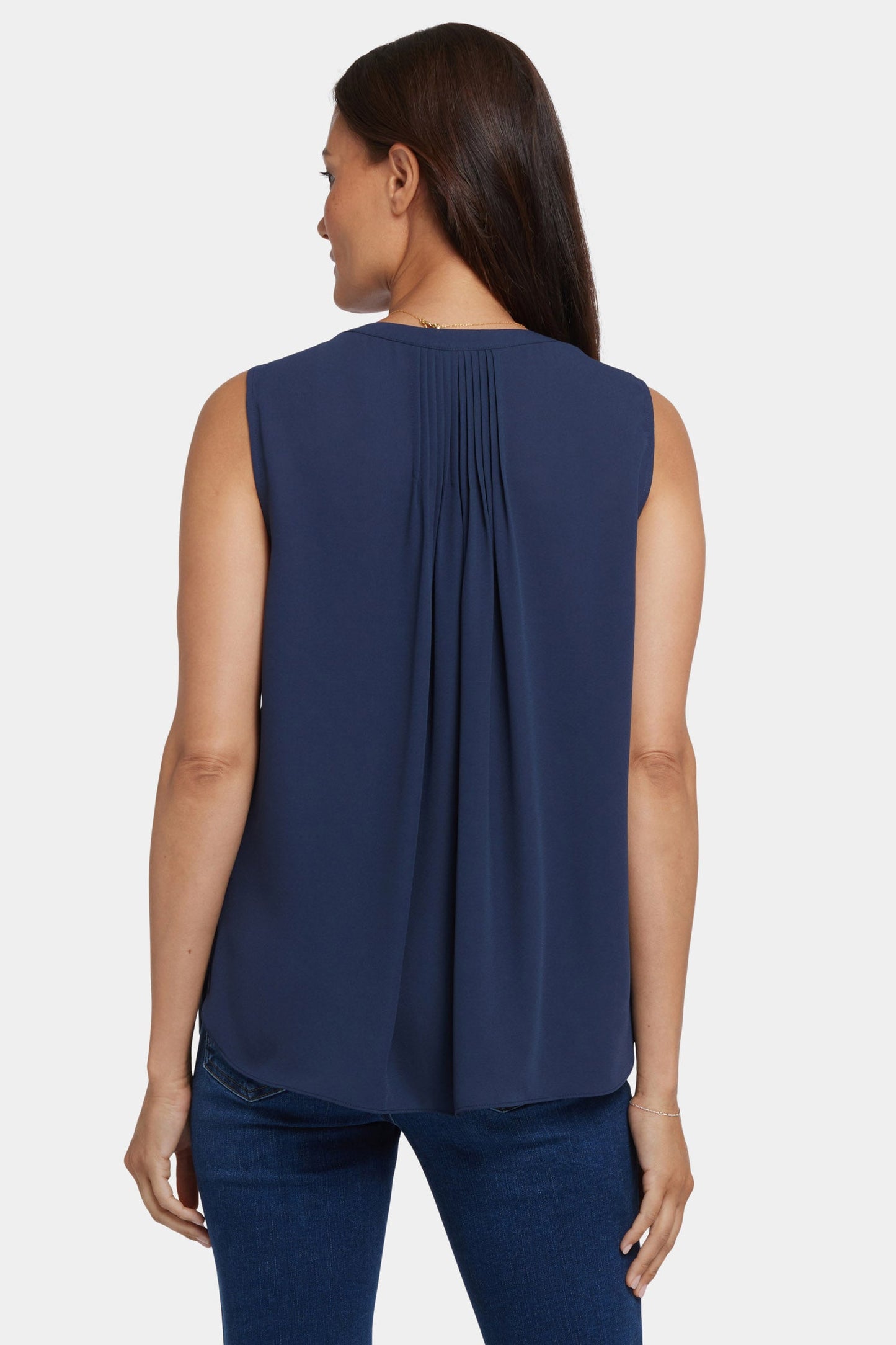Sleeveless Pintuck Blouse - Oxford Navy