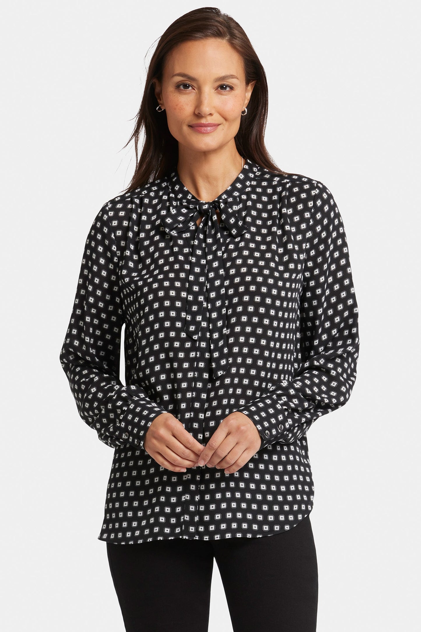 Tie-Neck Blouse - Pearl Medallion