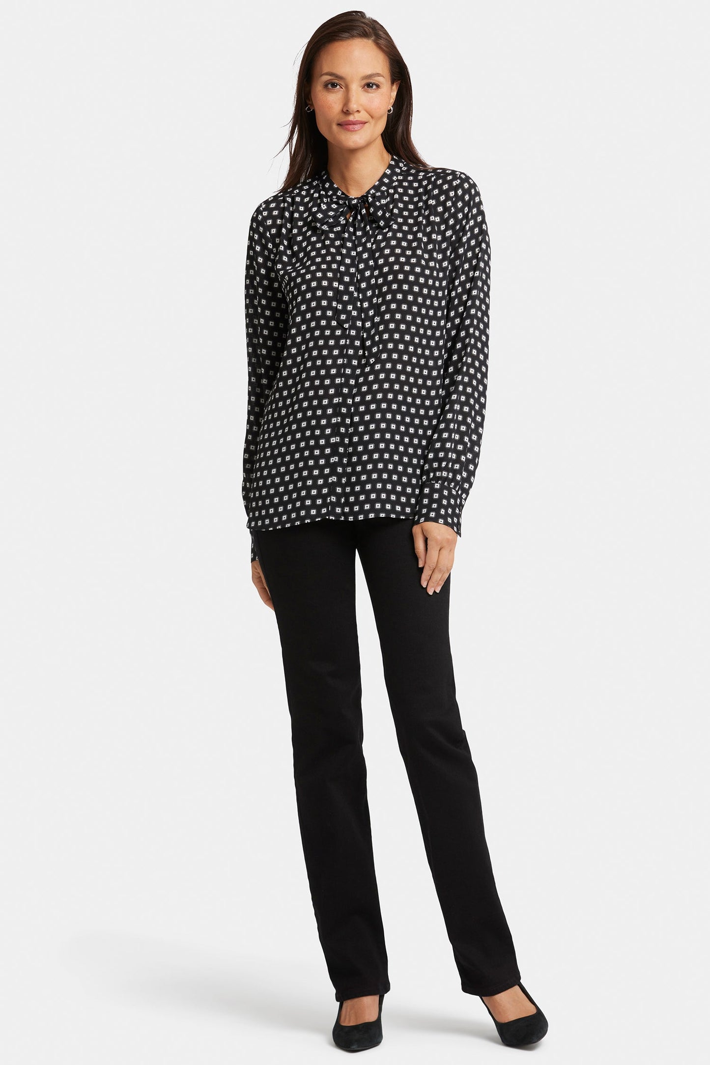 Tie-Neck Blouse - Pearl Medallion