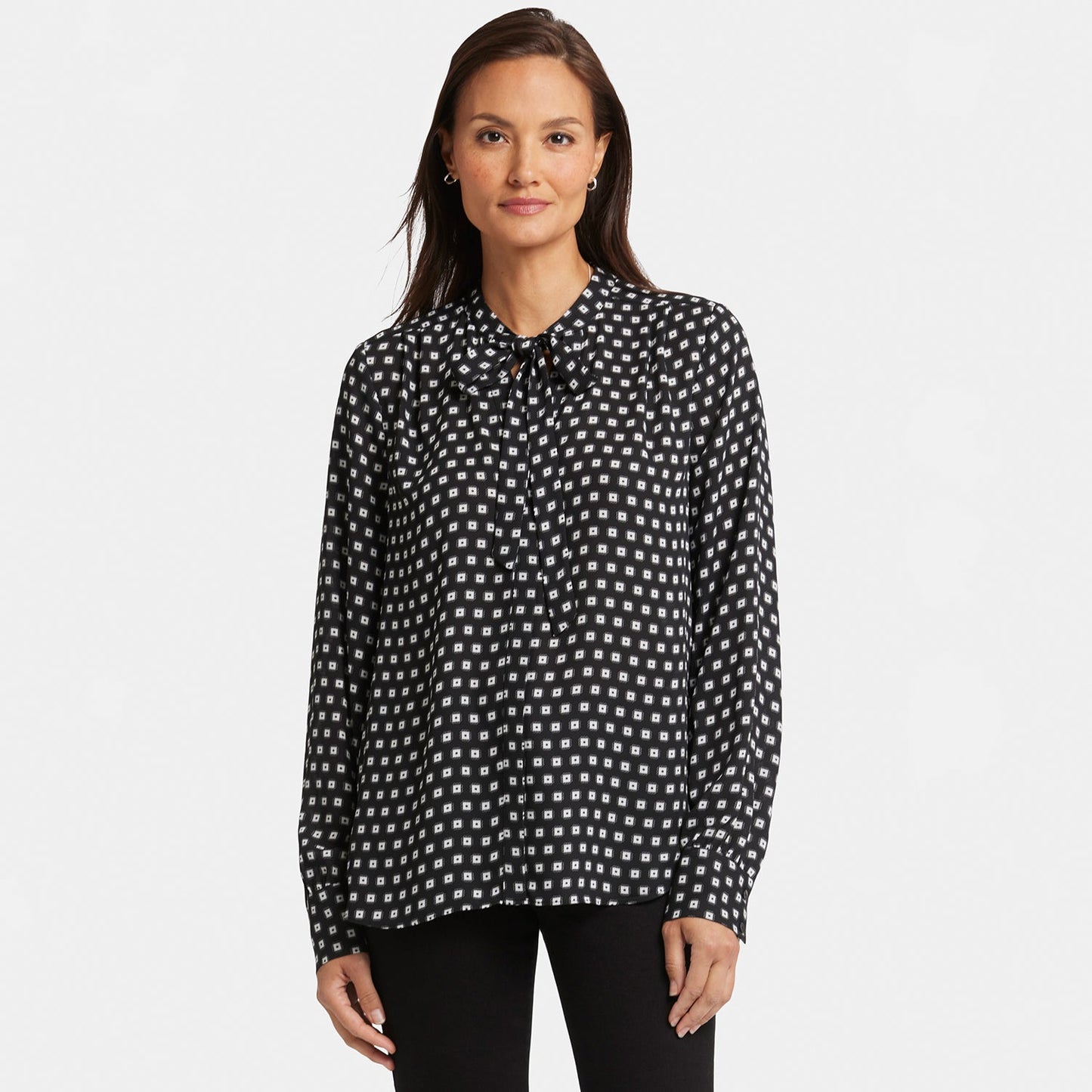 Tie-Neck Blouse - Pearl Medallion