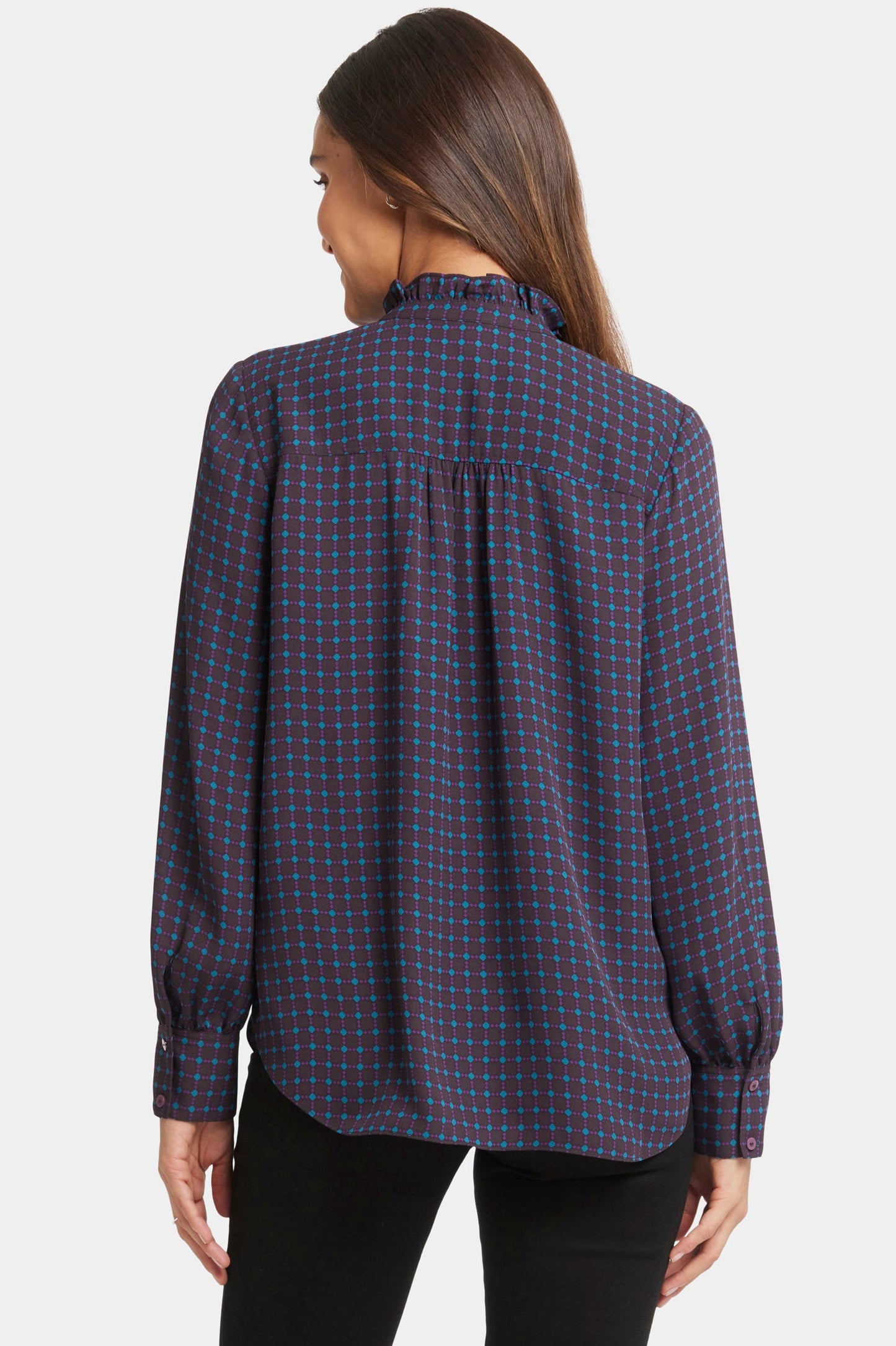 Ruffle Neck Blouse - Plum Trail