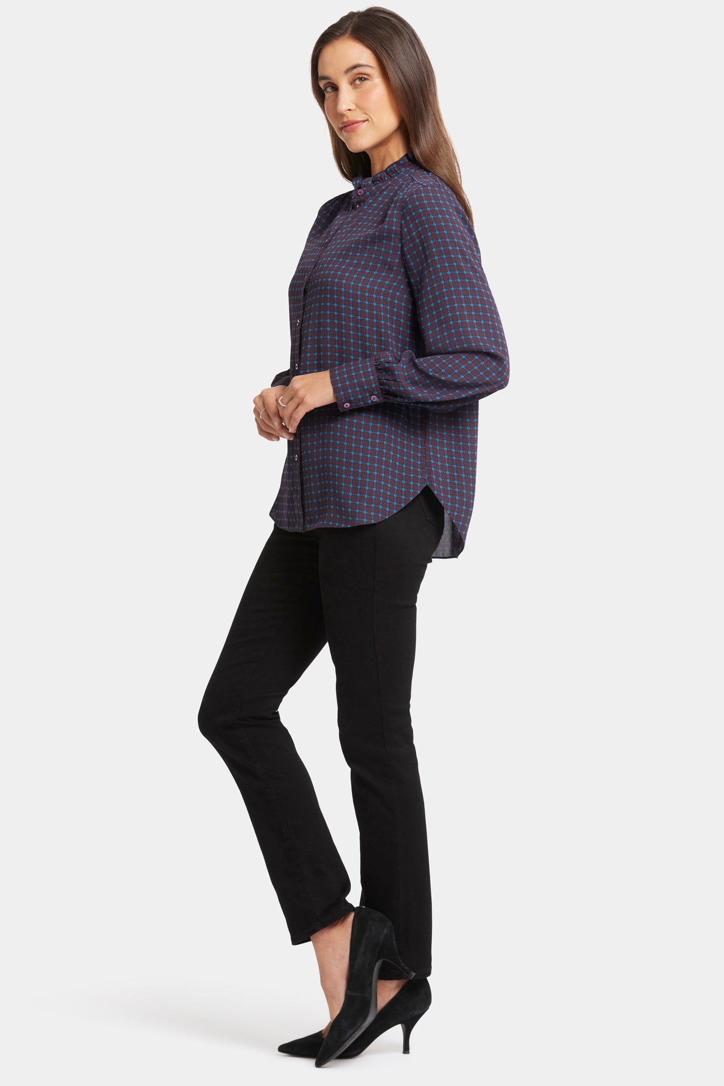 Ruffle Neck Blouse - Plum Trail