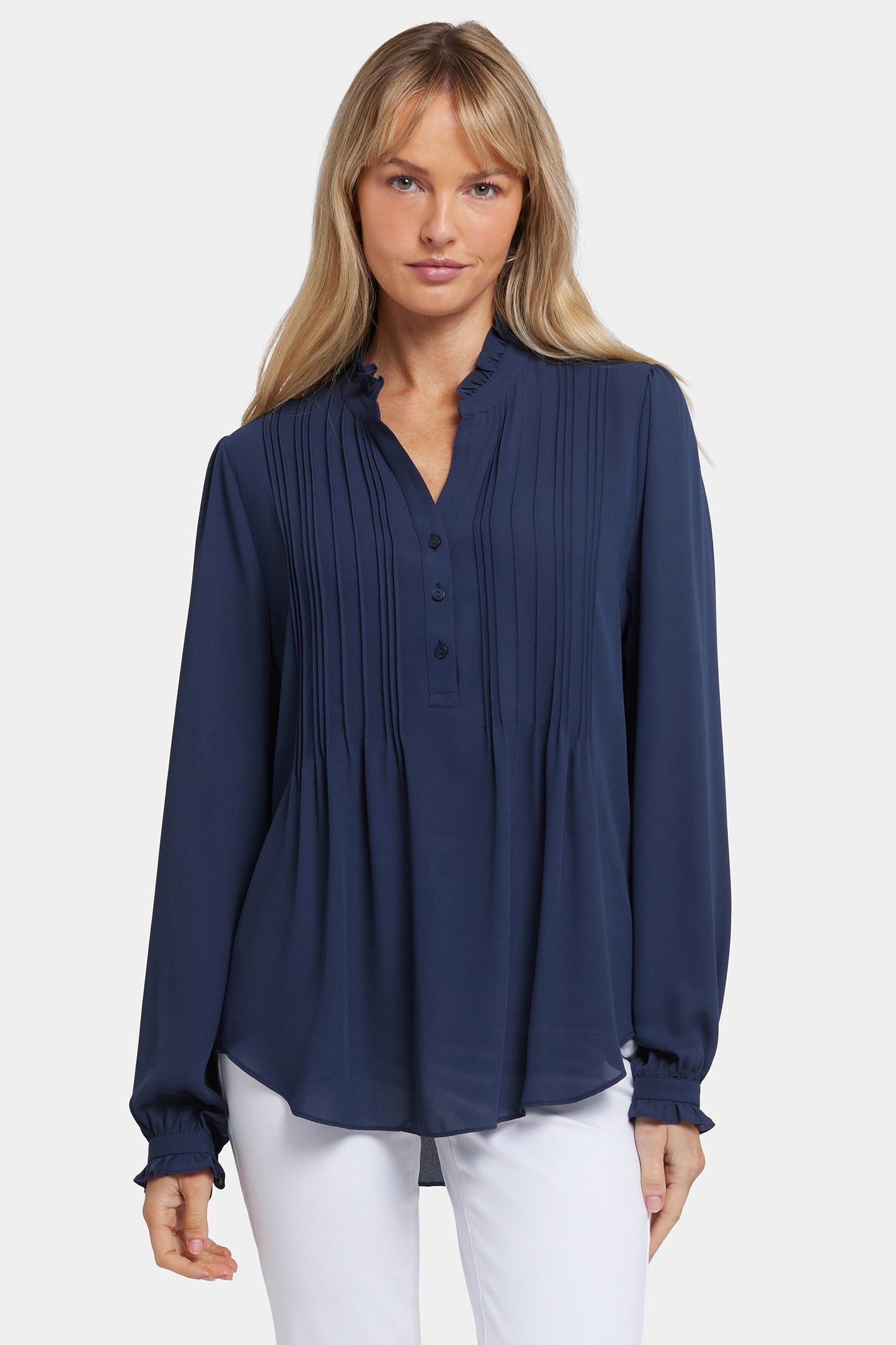 Pleated Front Tunic - Oxford Navy