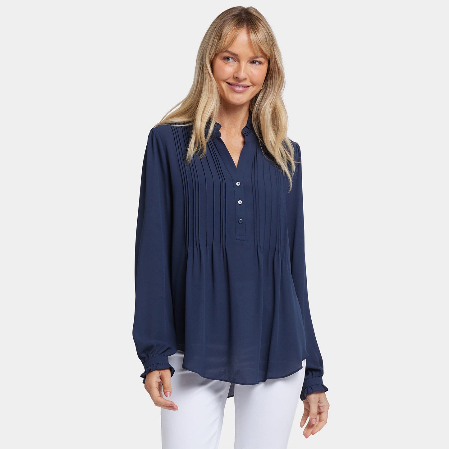 Pleated Front Tunic - Oxford Navy