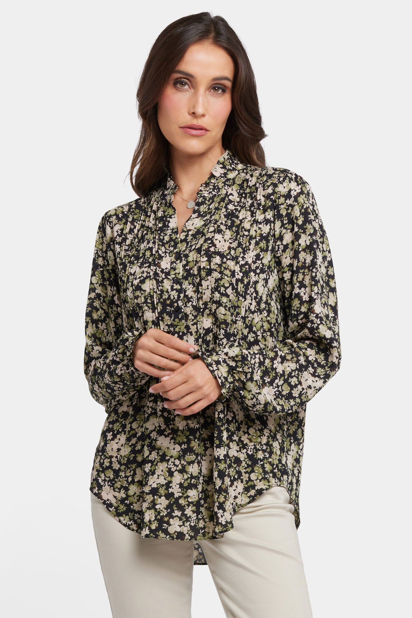 Pleated Front Tunic - Granada Garden