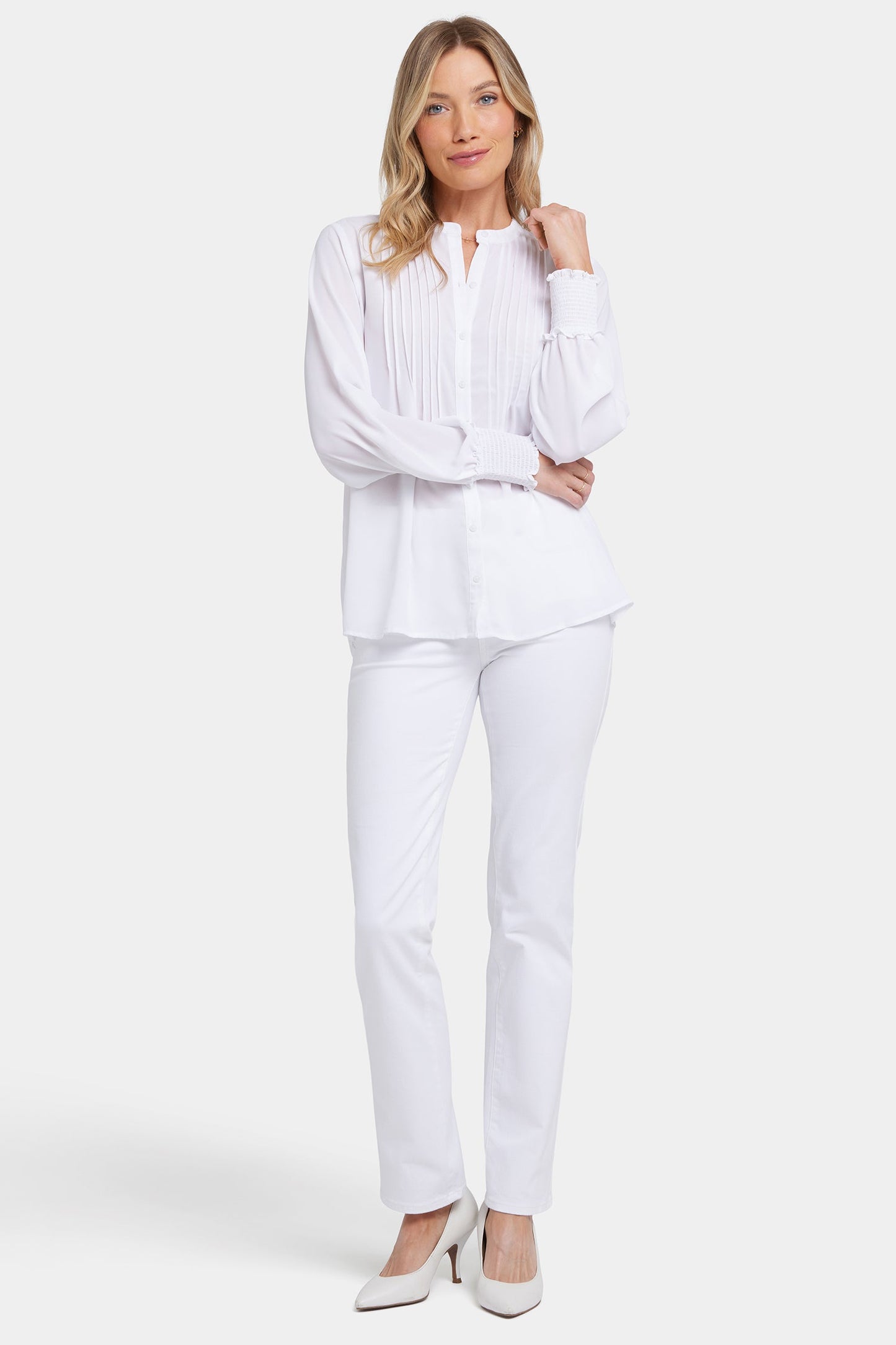 Pleated Peasant Blouse - Optic White