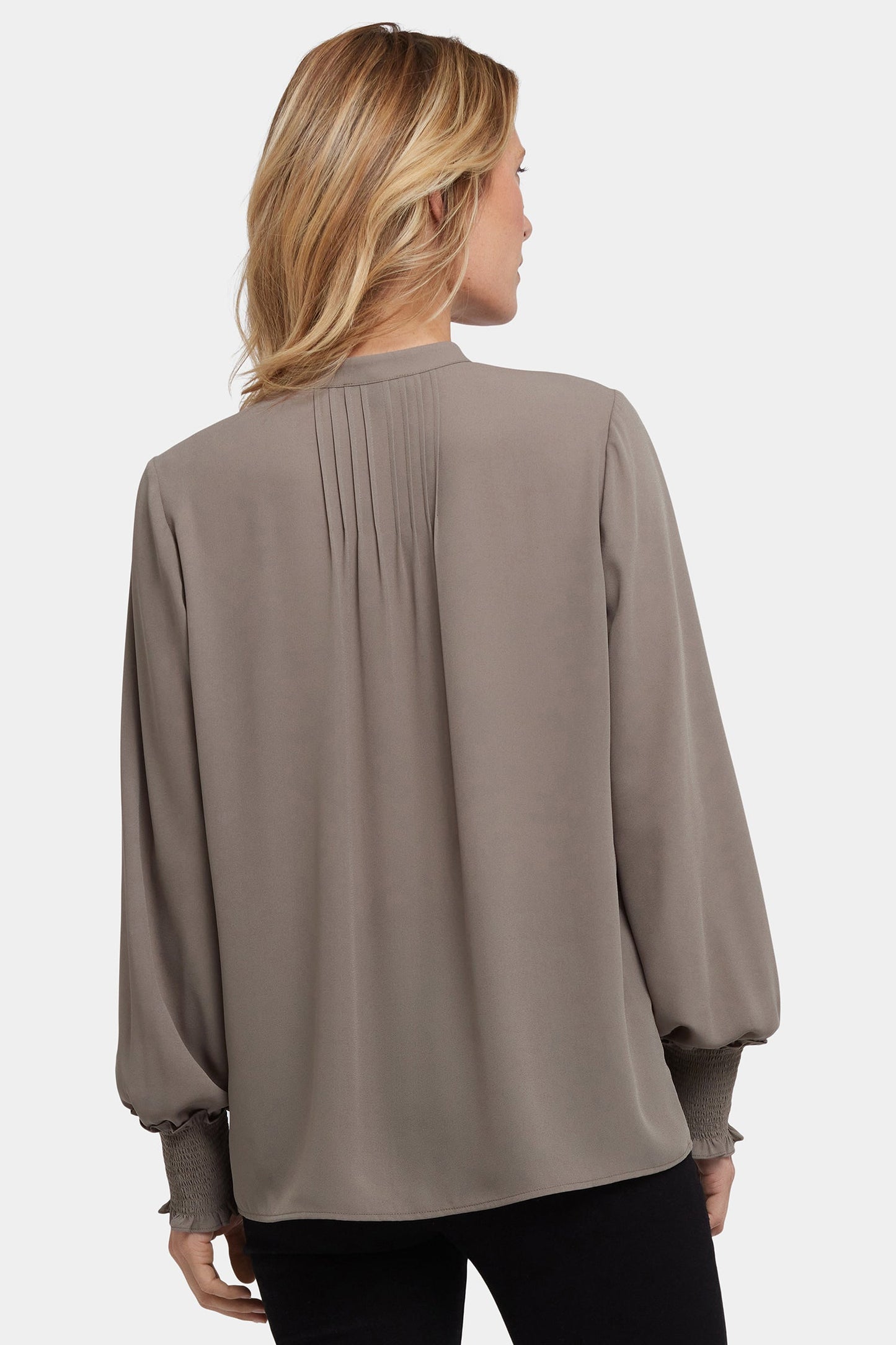 Pleated Peasant Blouse - Dark Wood