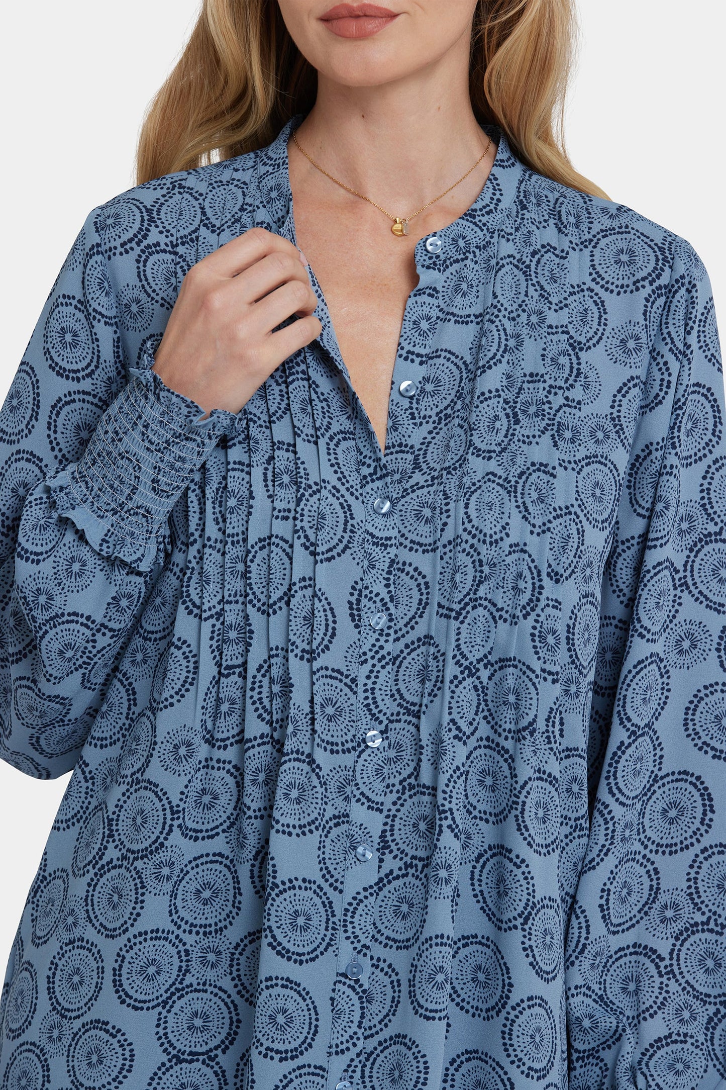 Pleated Peasant Blouse - Rain Garden