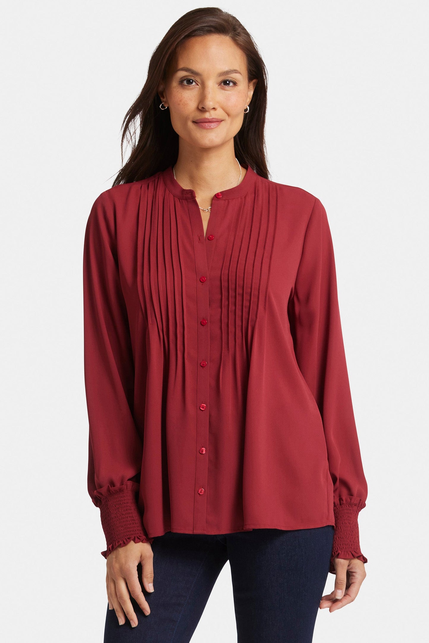 Pleated Peasant Blouse - Wild Currant