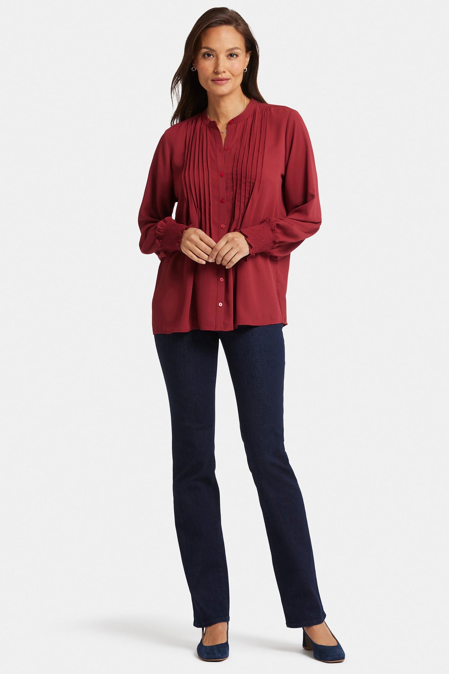 Pleated Peasant Blouse - Wild Currant