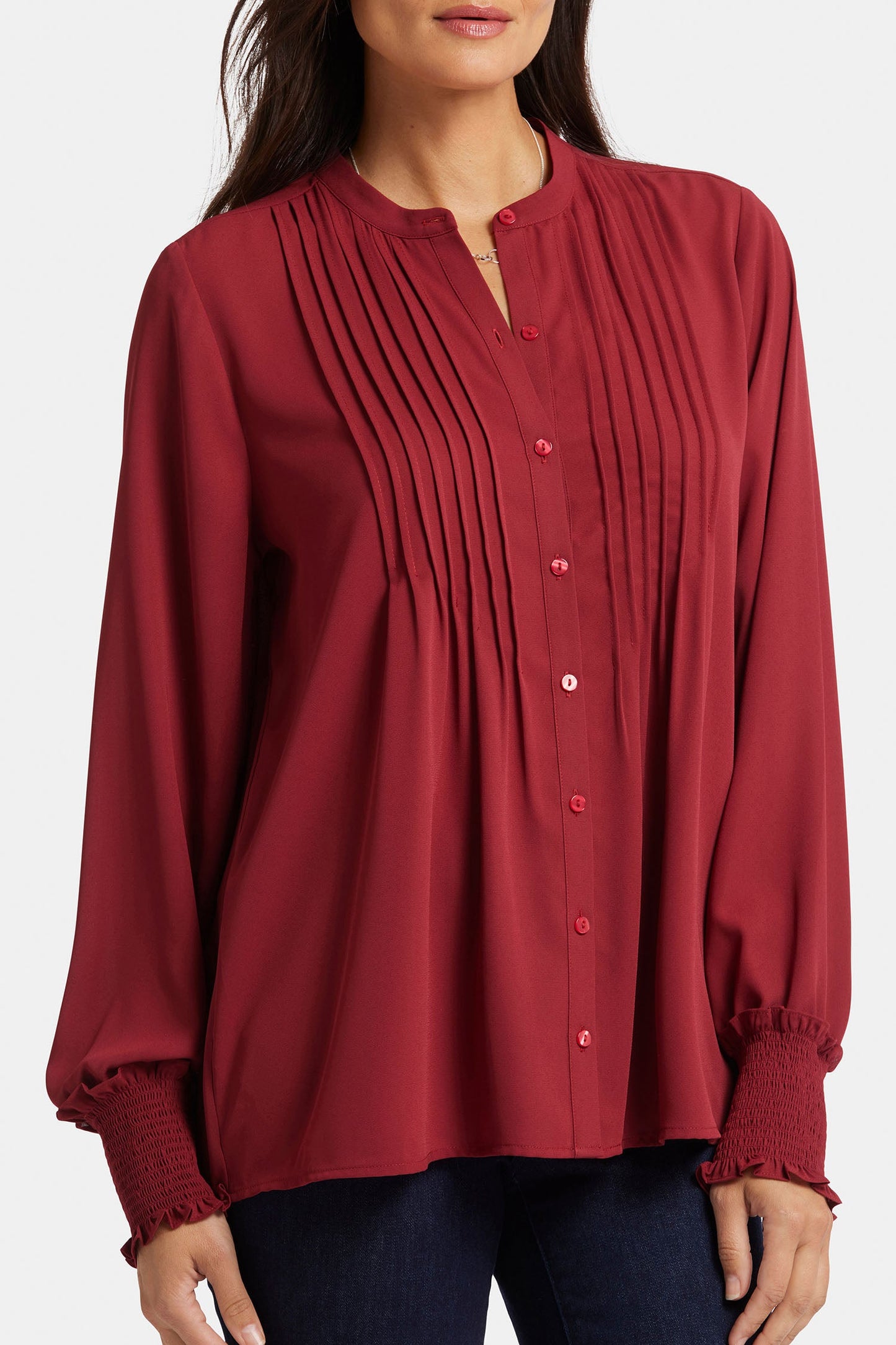 Pleated Peasant Blouse - Wild Currant