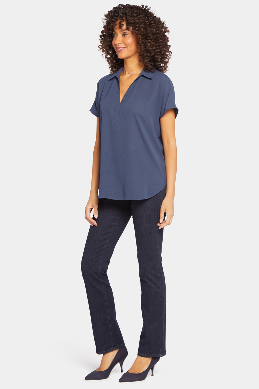 Becky Short Sleeved Blouse - Oxford Navy
