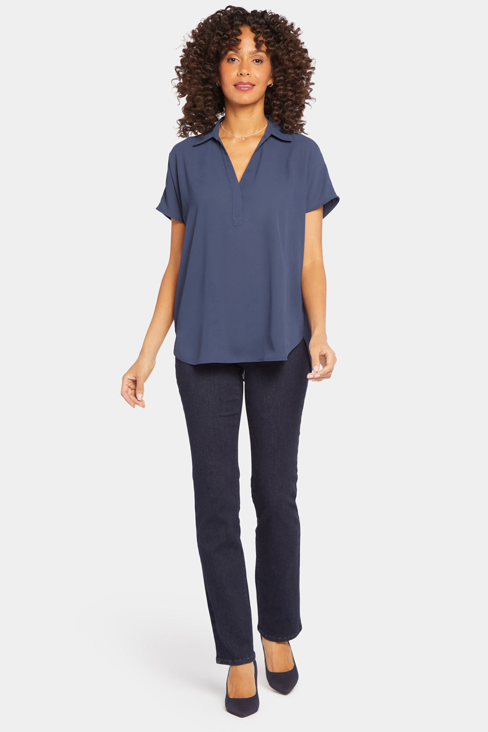 Becky Short Sleeved Blouse - Oxford Navy