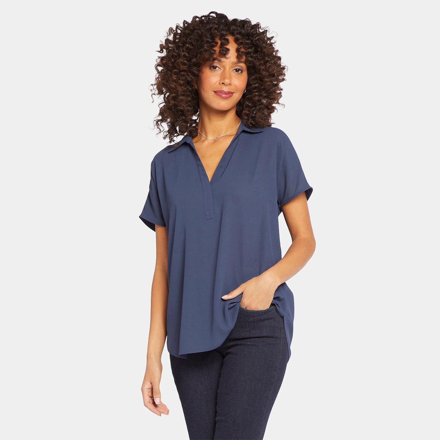 Becky Short Sleeved Blouse - Oxford Navy