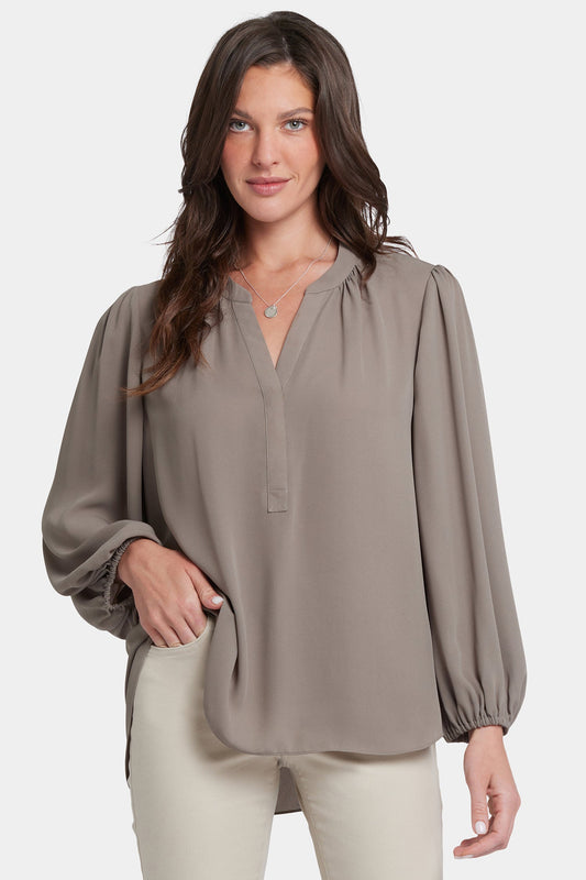 Puff Sleeved Popover Top - Saddlewood