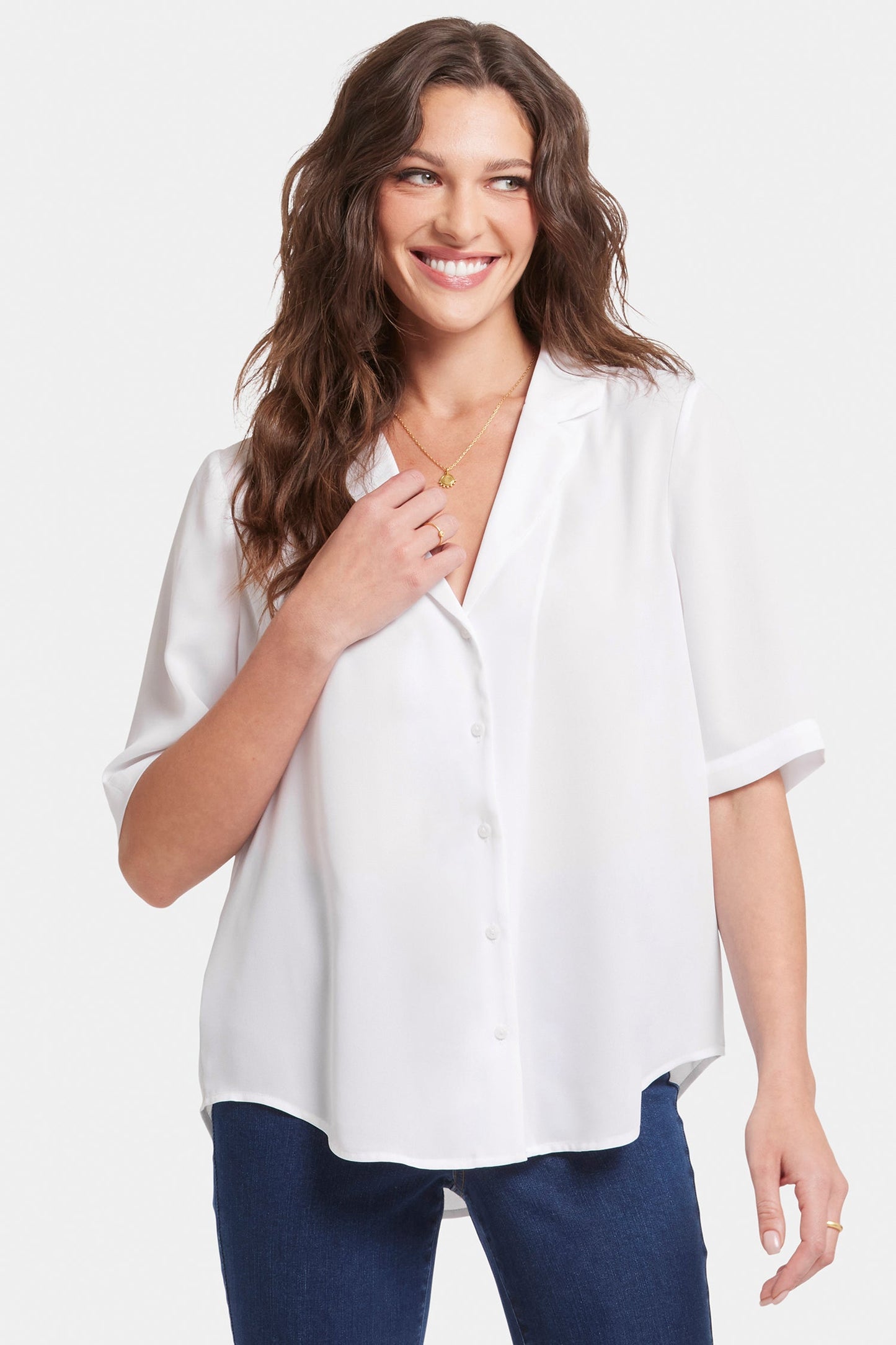 Gabrielle Short Sleeved Blouse - Optic White