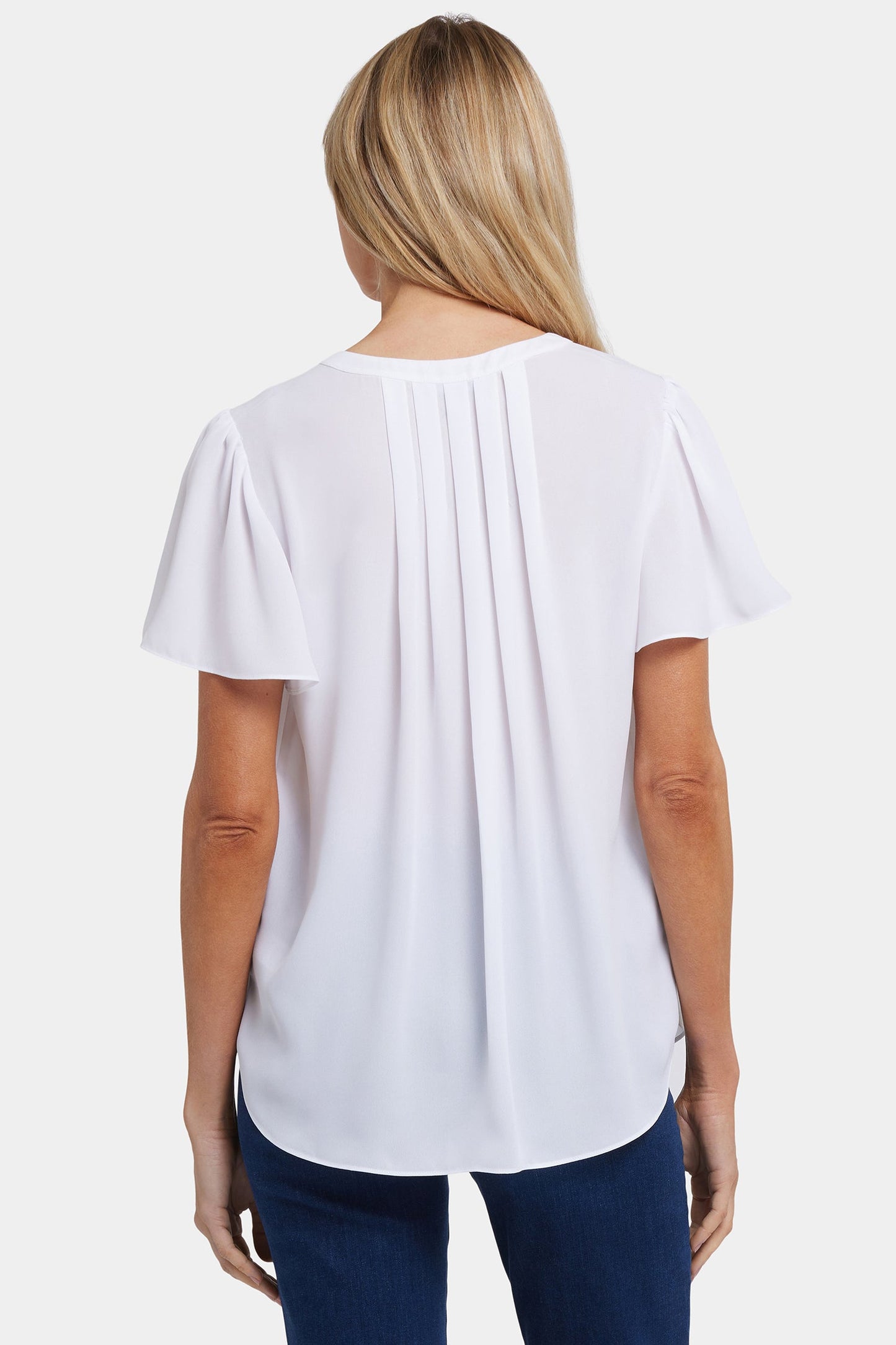 Pleated Flutter Sleeved Blouse - Optic White
