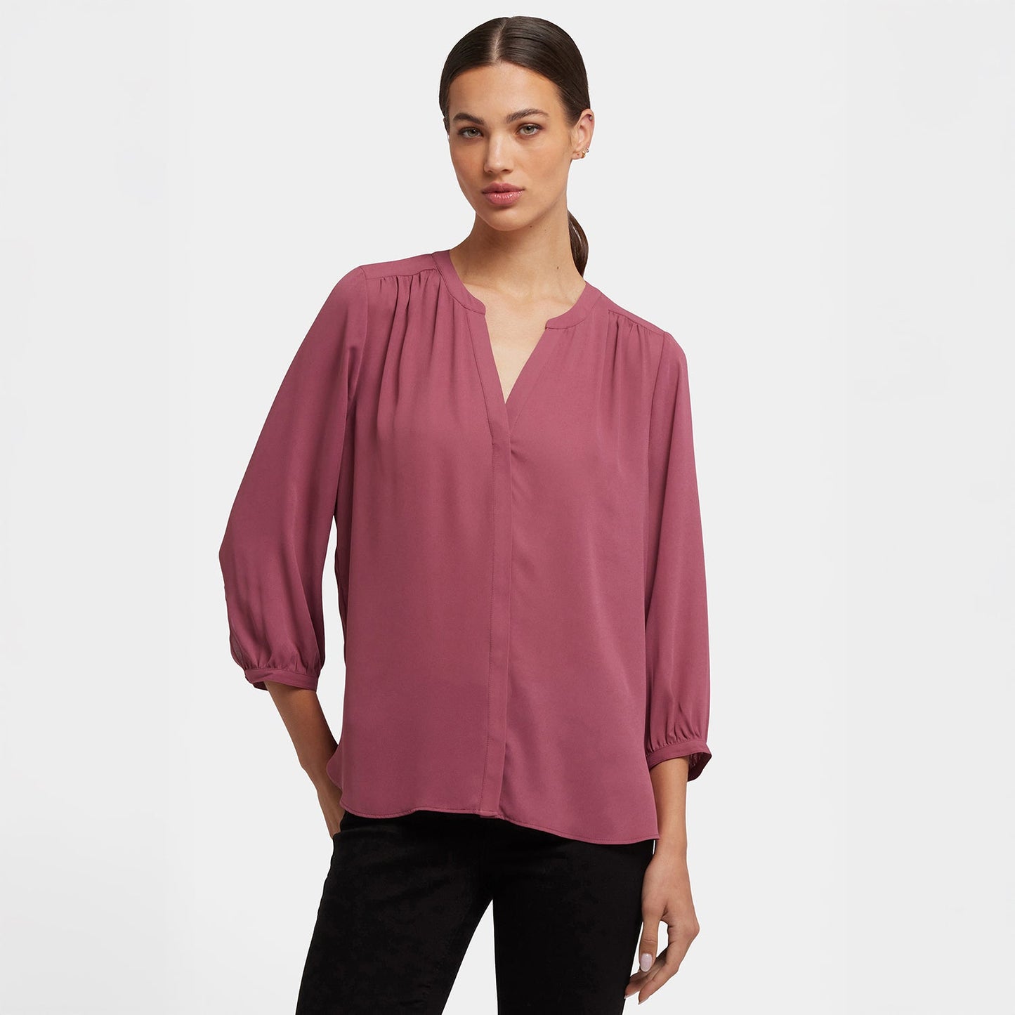 Pintuck Blouse - Vintage Rose