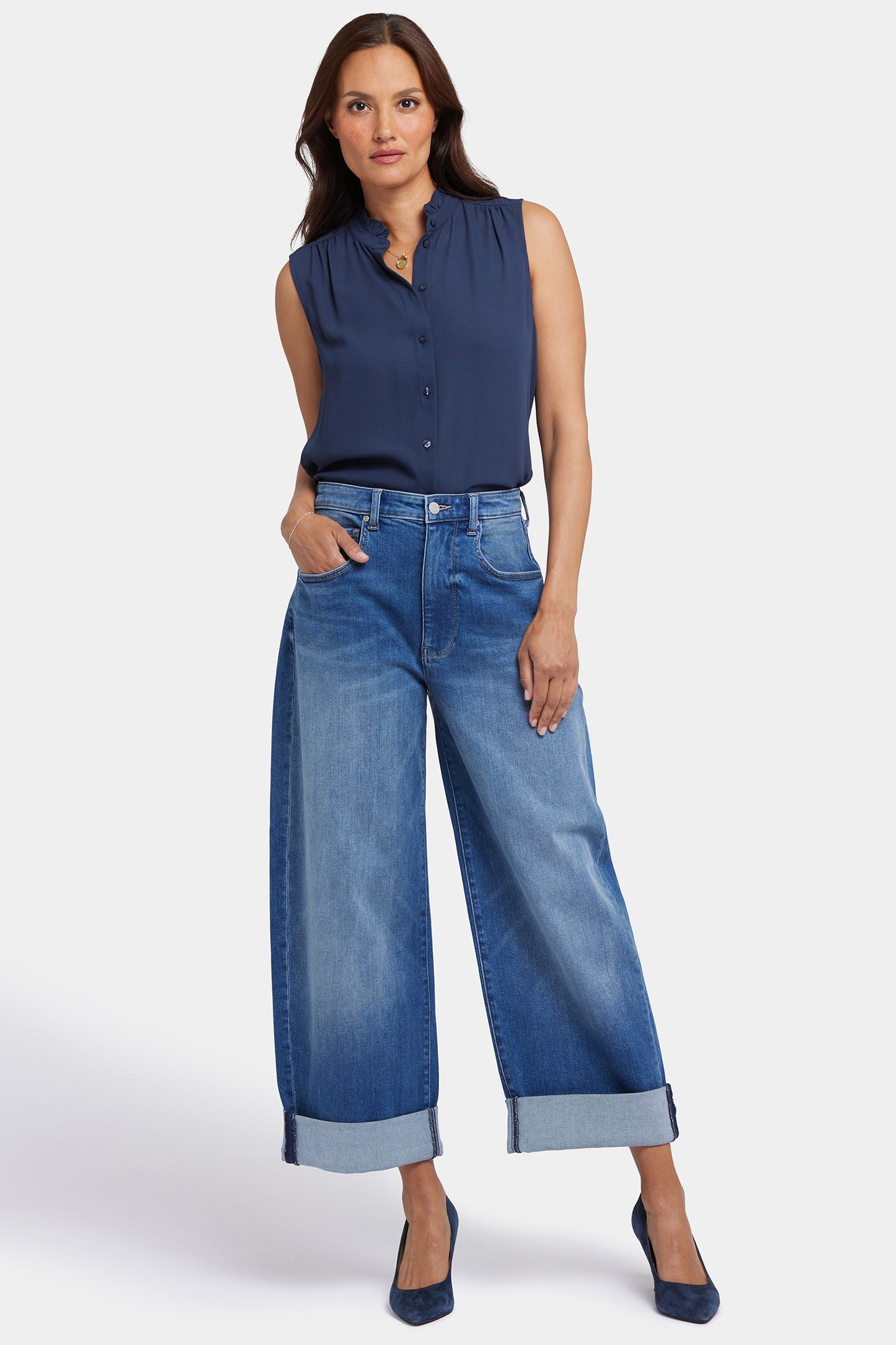 Renee Baggy Wide Leg Jeans - Picasso Lake
