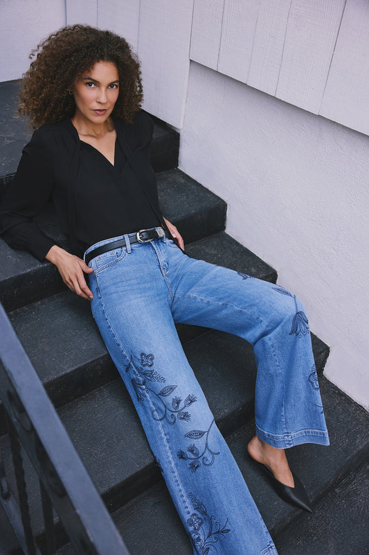Teresa Wide Leg Jeans - Water Canyon