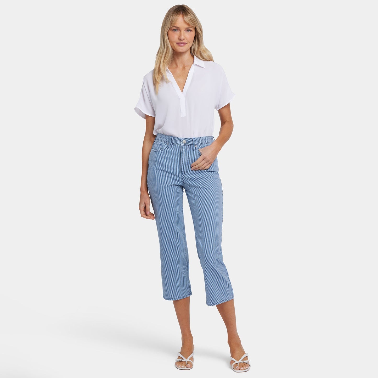 Joni Relaxed Capri Jeans - Villa Vista Stripe