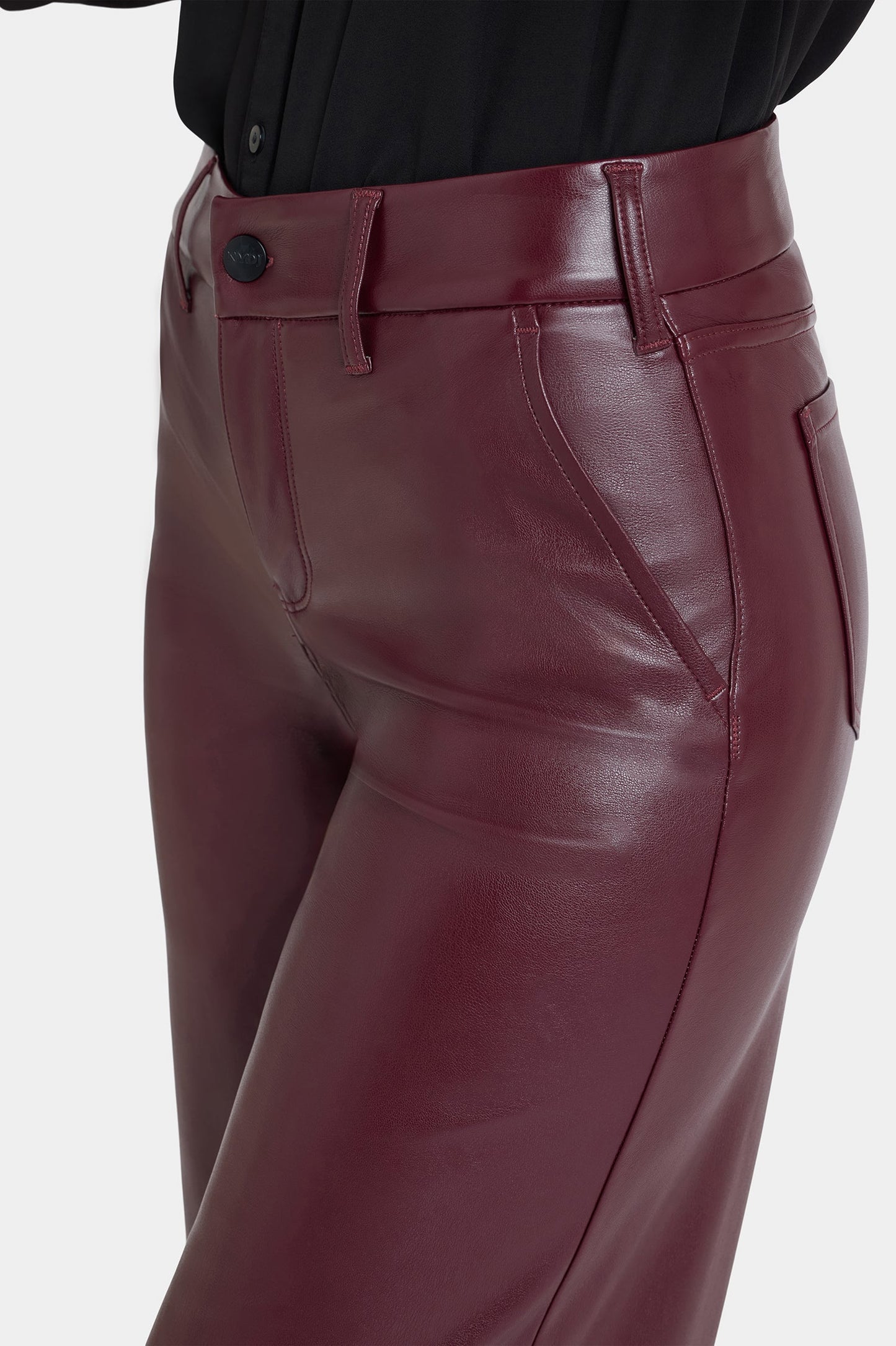 Vegan Stretch Leather Wide Leg Trouser Pants - Tavern