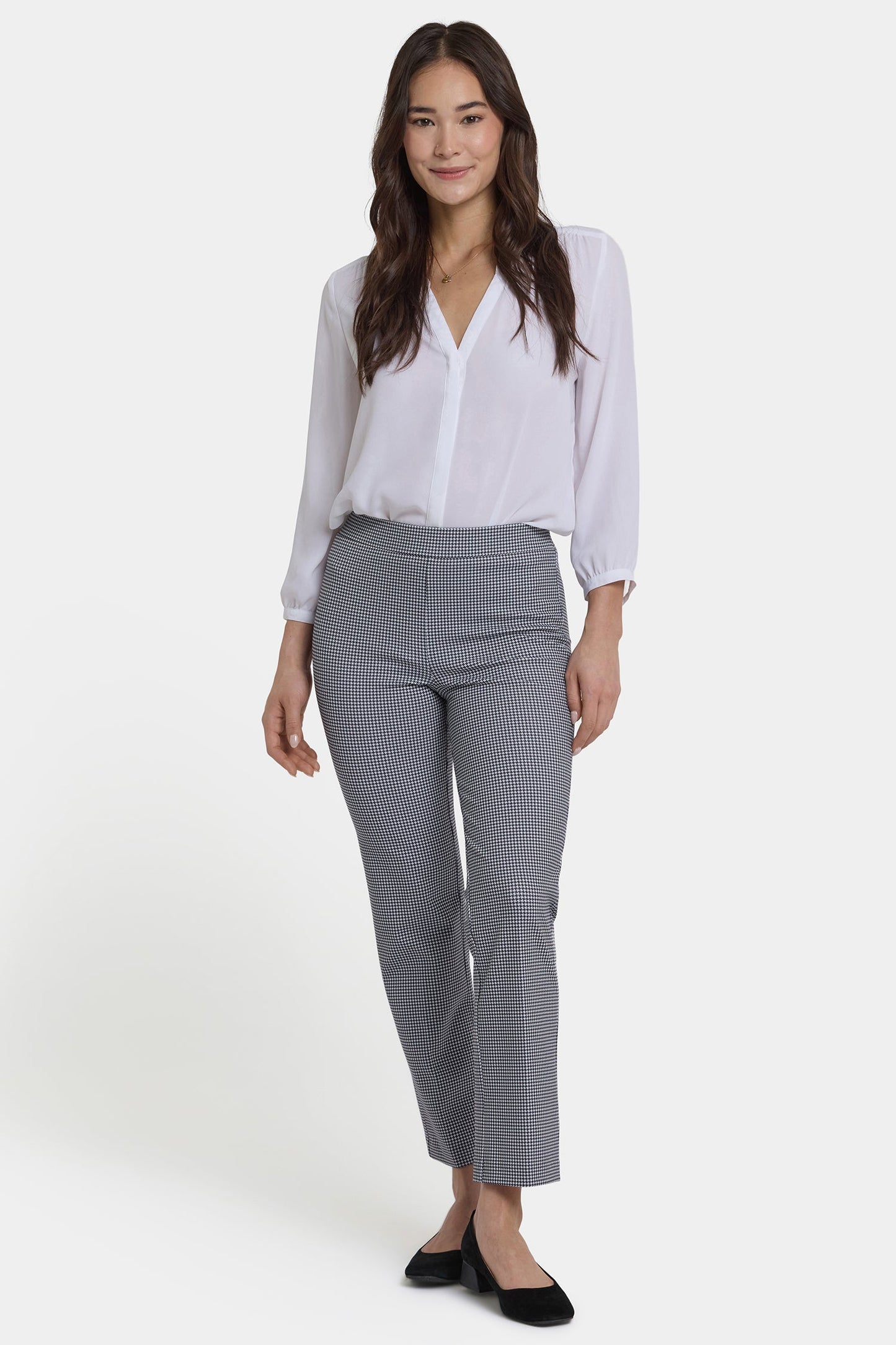 Pull-On Slim Ankle Trouser Pants - Harris Houndstooth