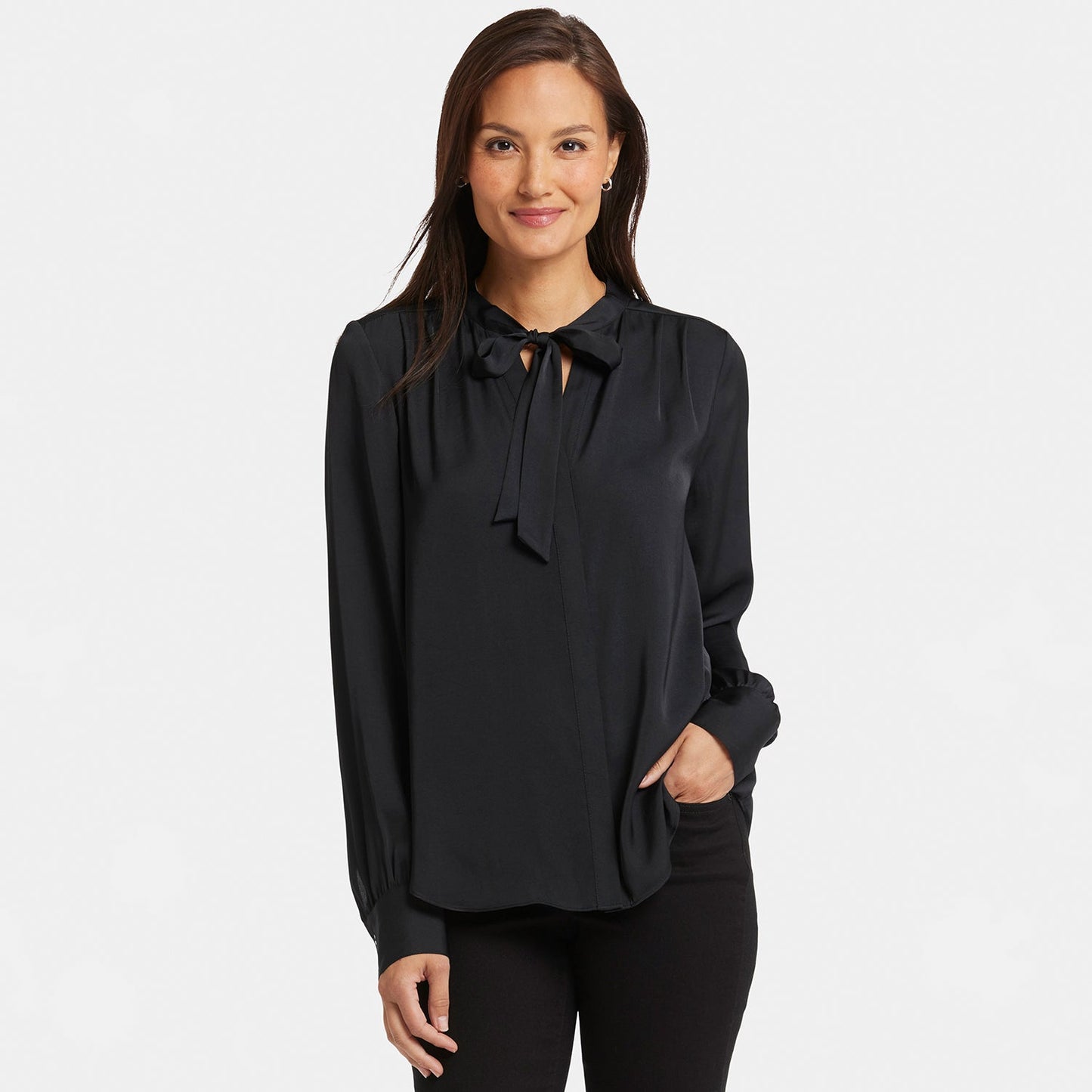 Tie-Neck Blouse - Black