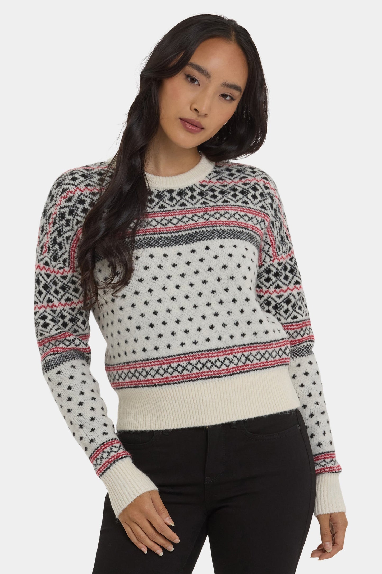 Fairisle Pullover Sweater - Ivory Black
