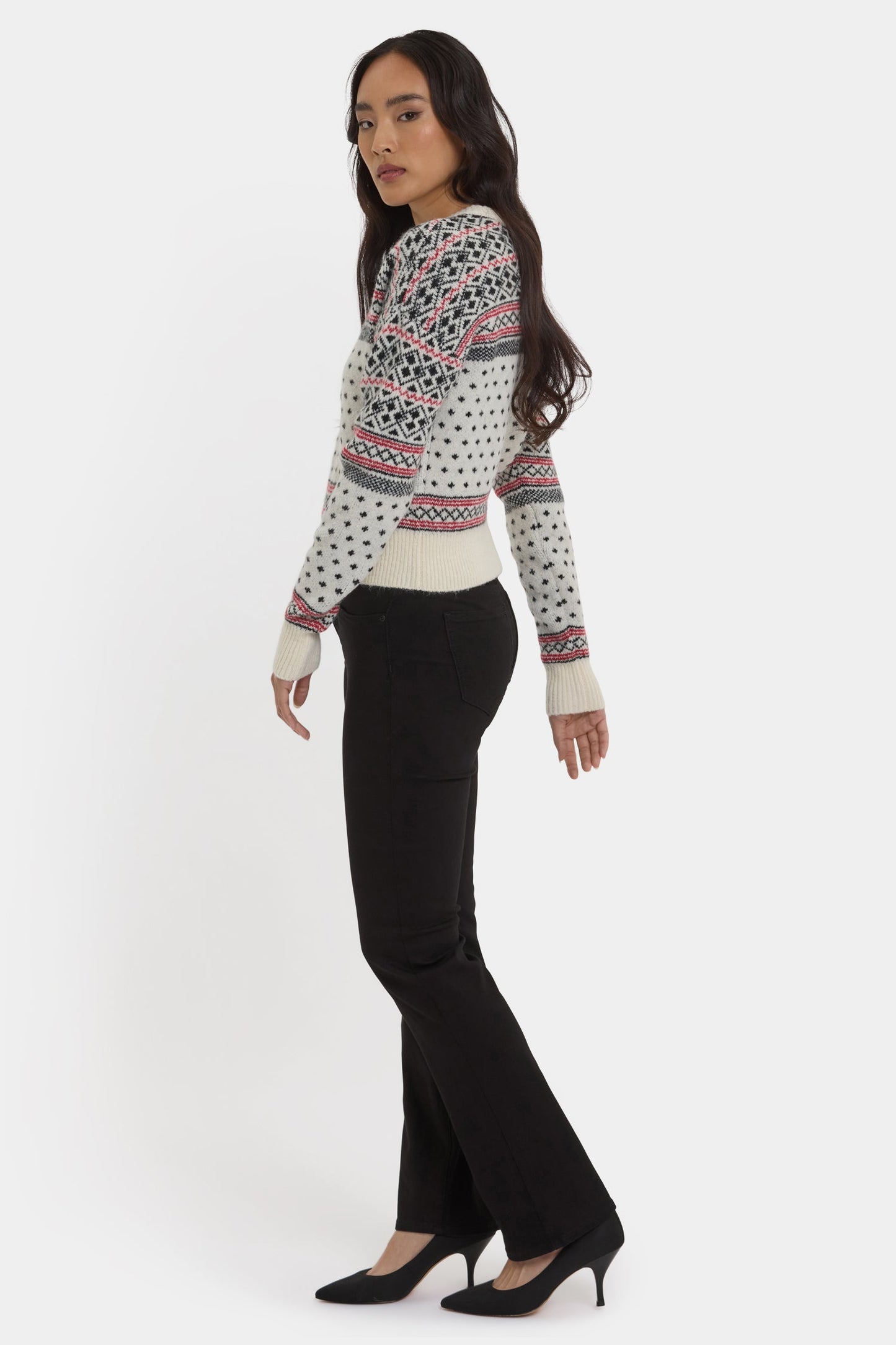 Fairisle Pullover Sweater - Ivory Black