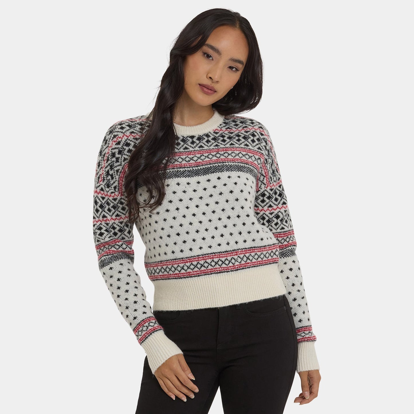 Fairisle Pullover Sweater - Ivory Black