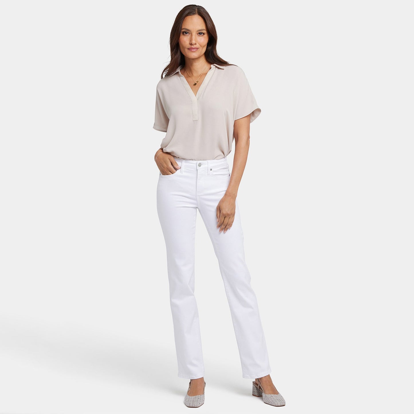 No Gapper™ Marilyn Straight Jeans In Petite - Optic White