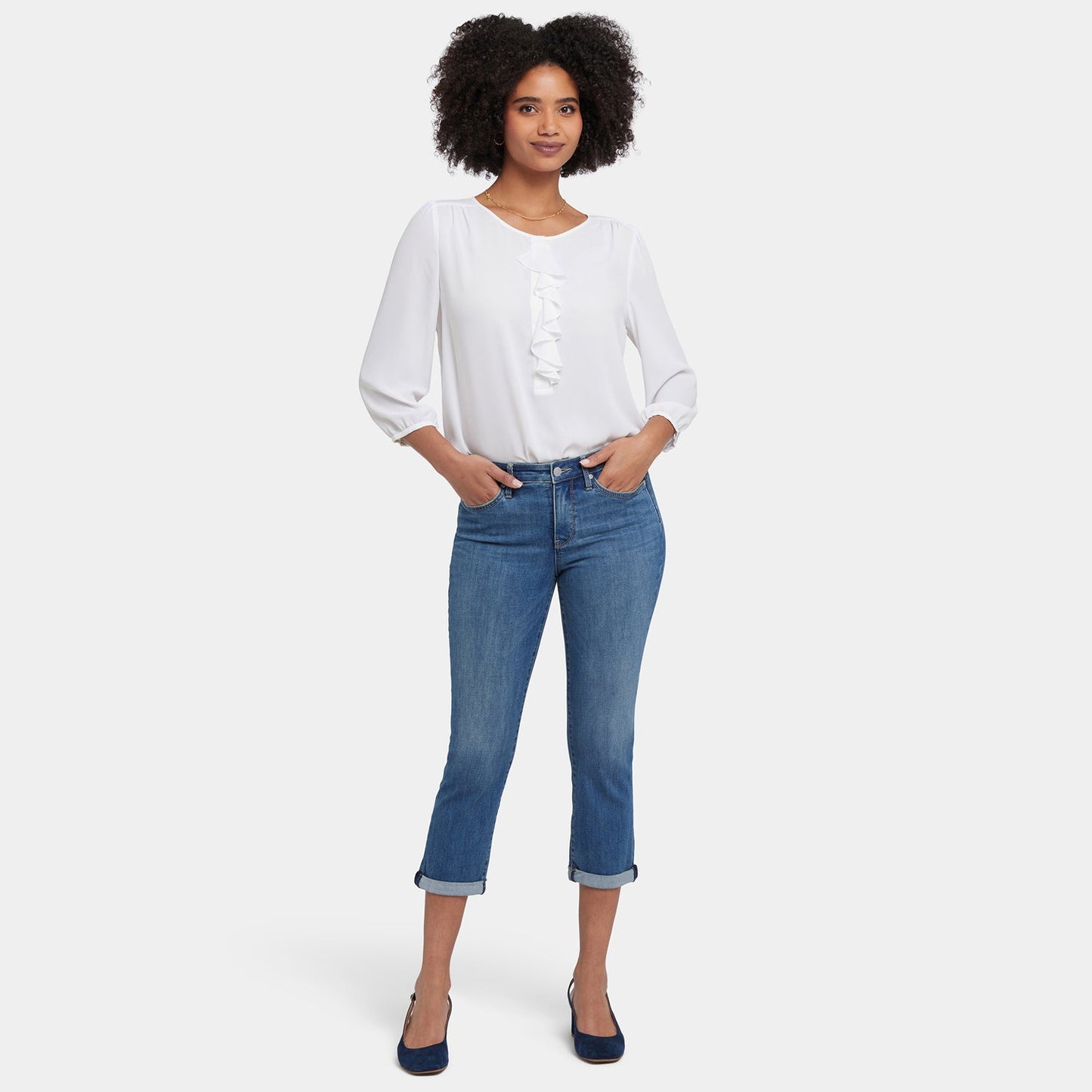 Chloe Skinny Capri Jeans In Petite - Costa Brava