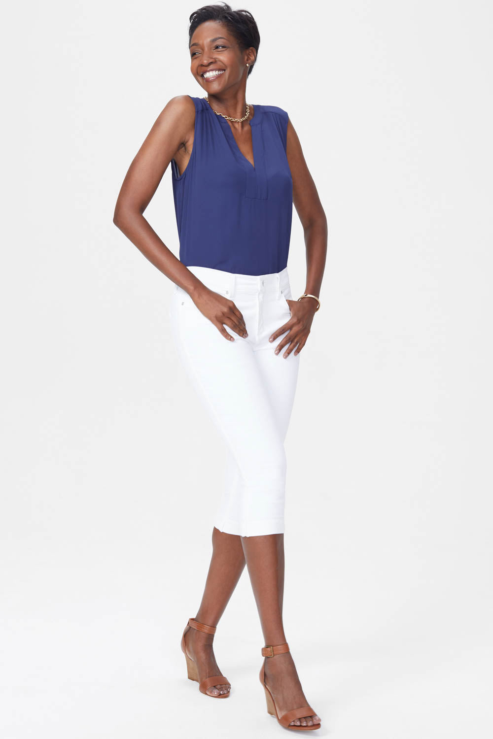 Marilyn Straight Crop Jeans In Petite - Optic White