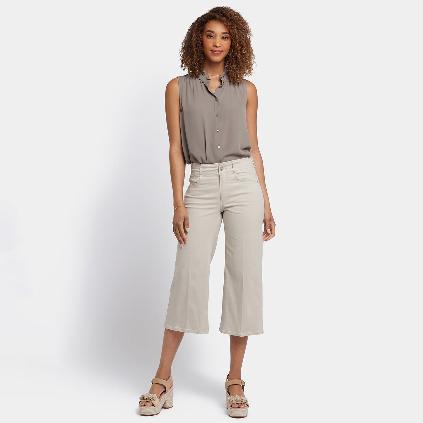 Brigitte Wide Leg Capri Jeans In Petite - Feather