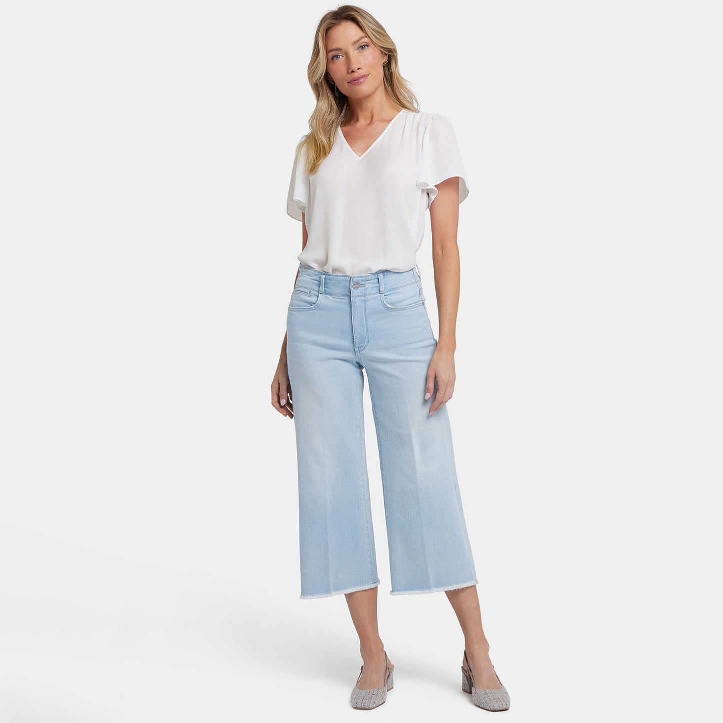 Brigitte Wide Leg Capri Jeans In Petite - Clear Waters