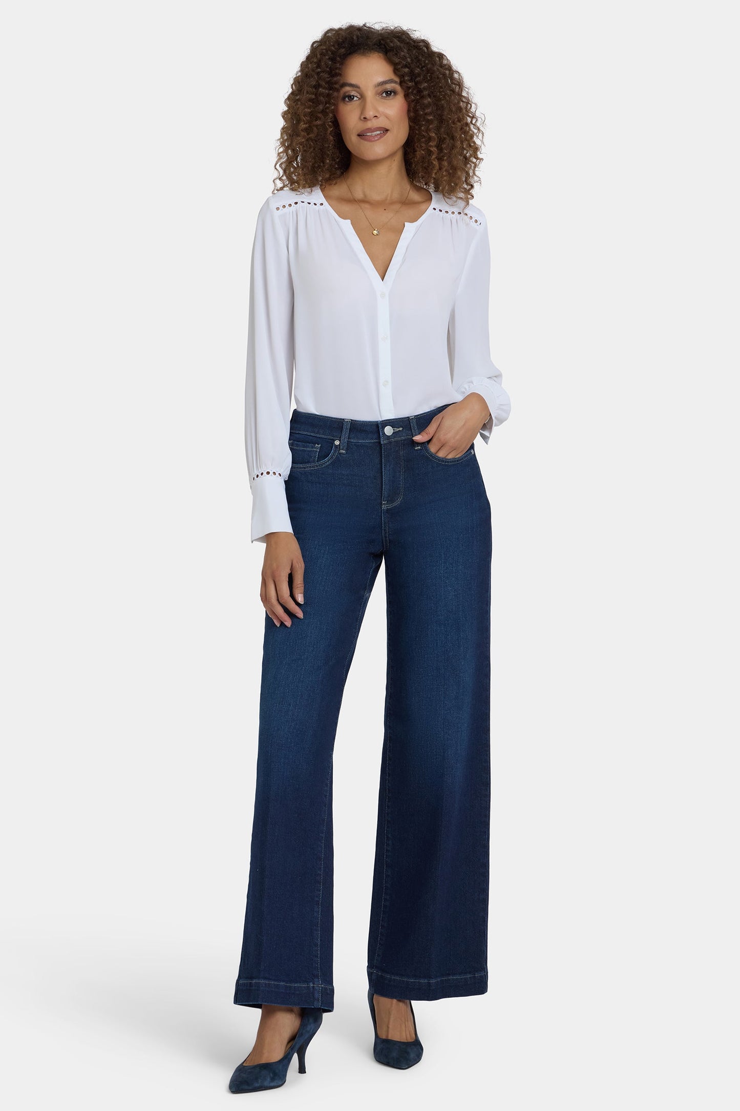 Teresa Wide Leg Jeans In Petite - Midnight Breeze