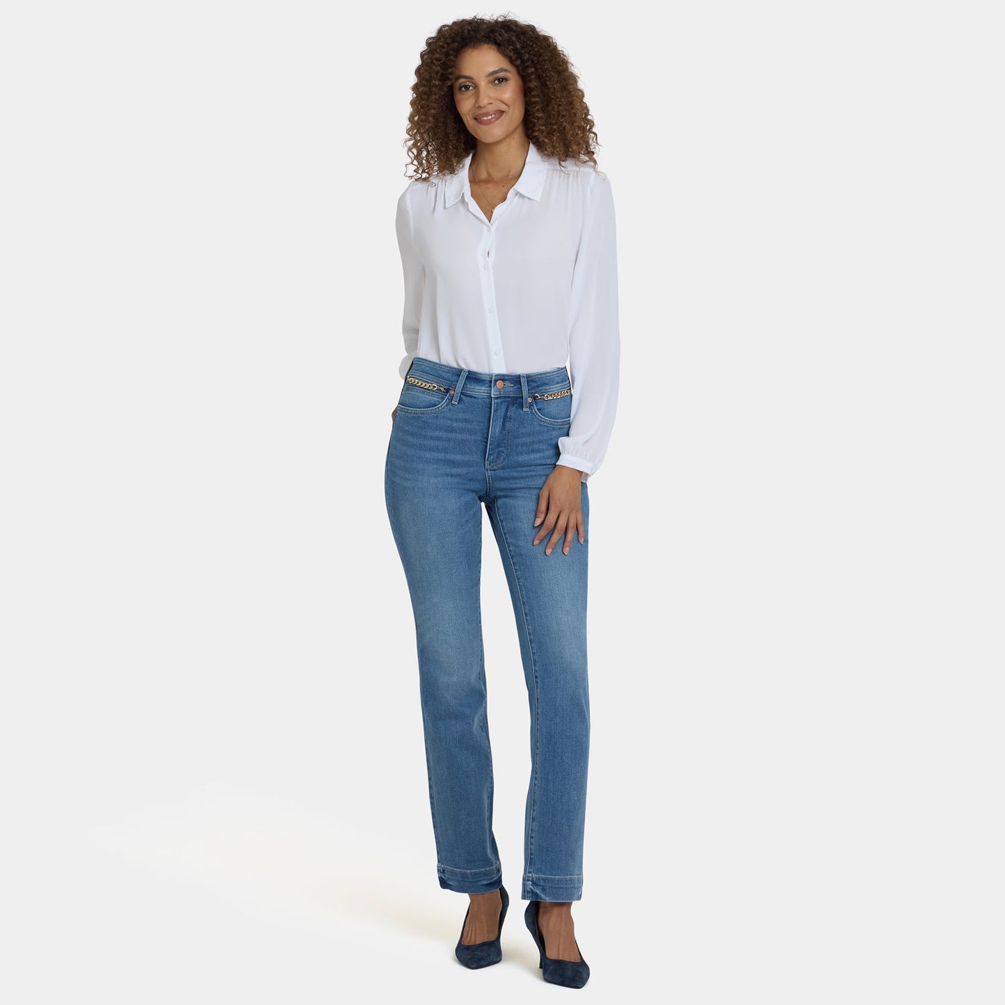 Marilyn Straight Jeans In Petite - Bastille Sea