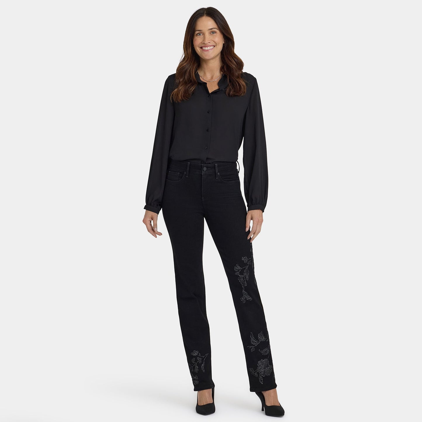 Marilyn Straight Jeans In Petite - Black Rinse