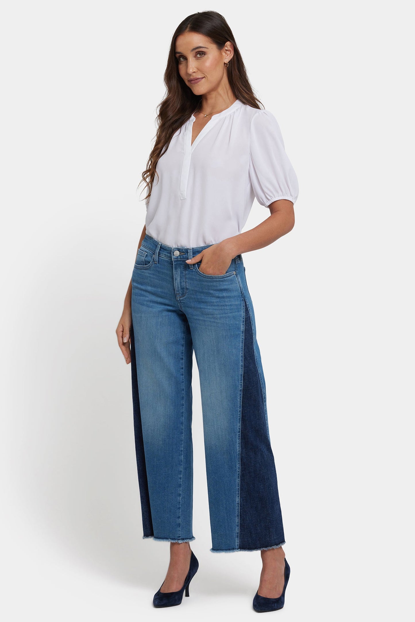 Teresa Wide Leg Jeans In Petite - Avenue Blue