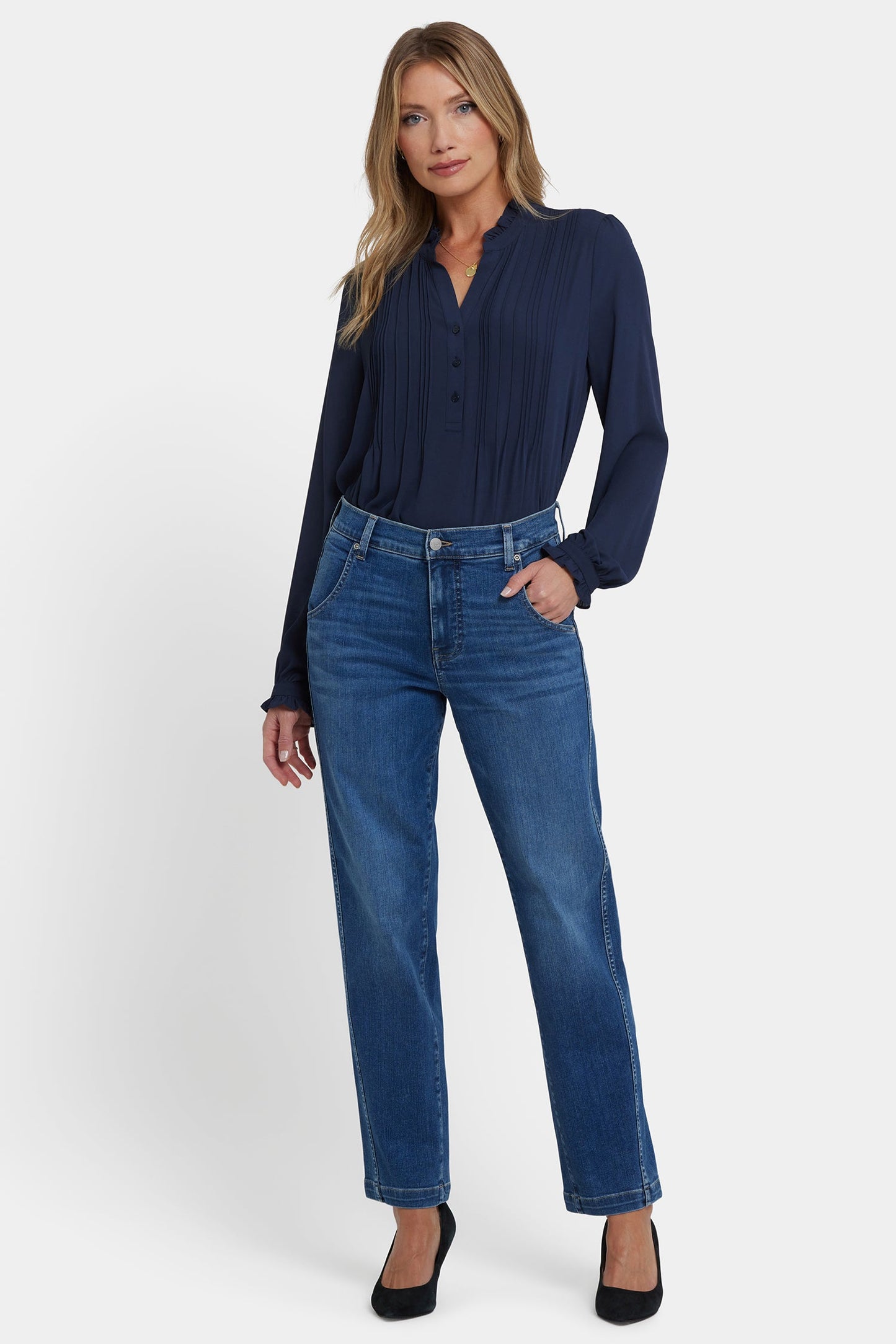 Brooke Loose Straight Jeans In Petite - Opera Blue