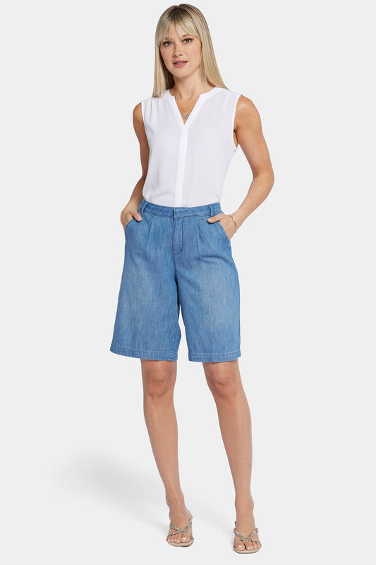 Relaxed Denim Bermuda Shorts In Petite - Corfu
