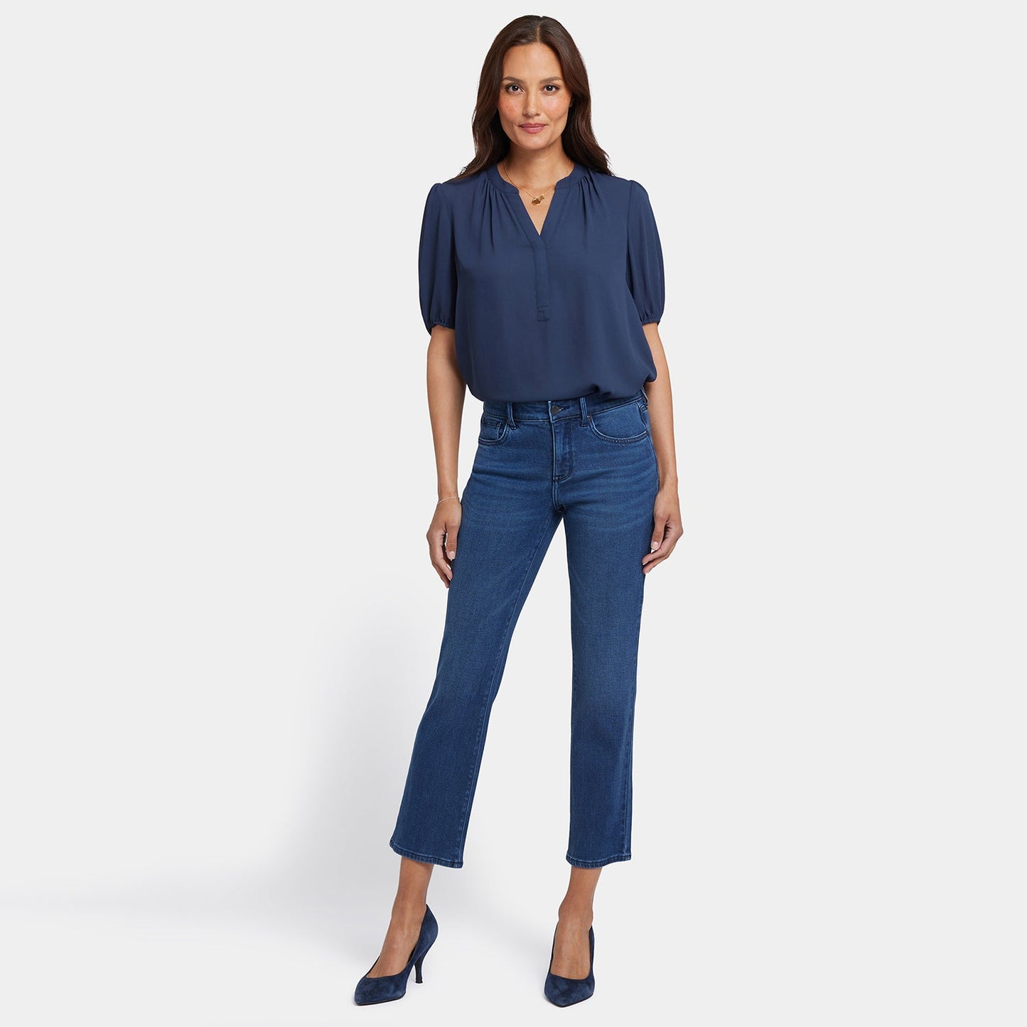 Marilyn Straight Ankle Jeans In Petite - Ibiza Blues