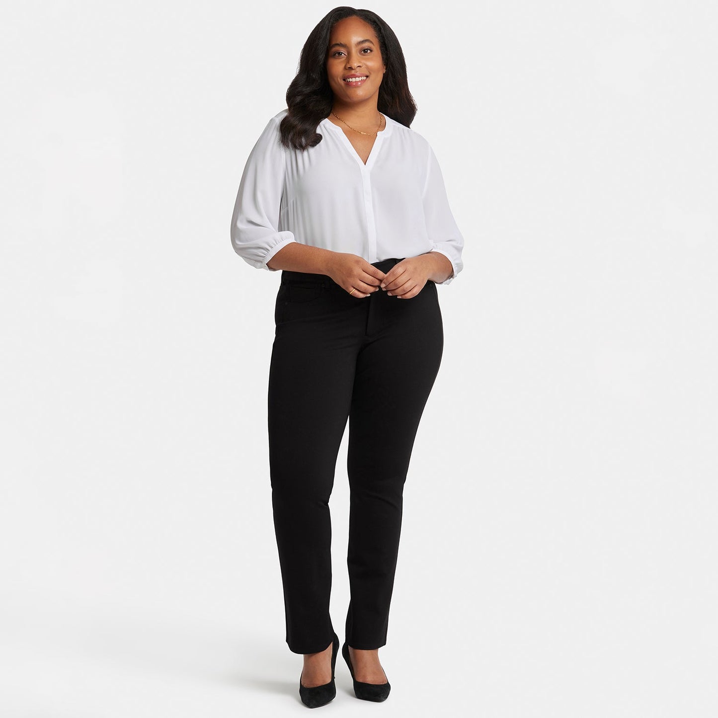 Marilyn Straight Pants In Plus Size - Black
